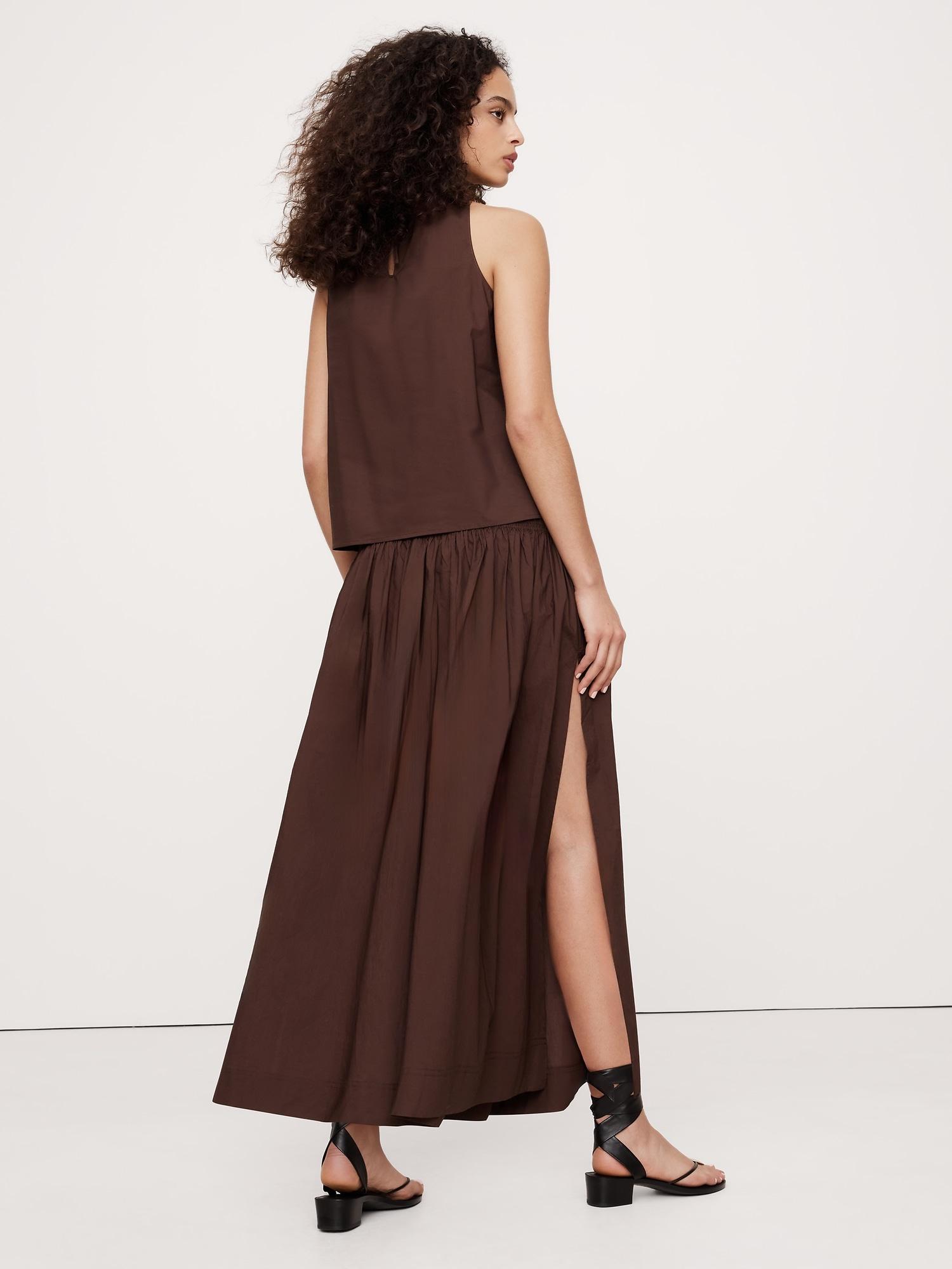 Cotton Poplin Smocked-Waist Maxi Skirt Product Image