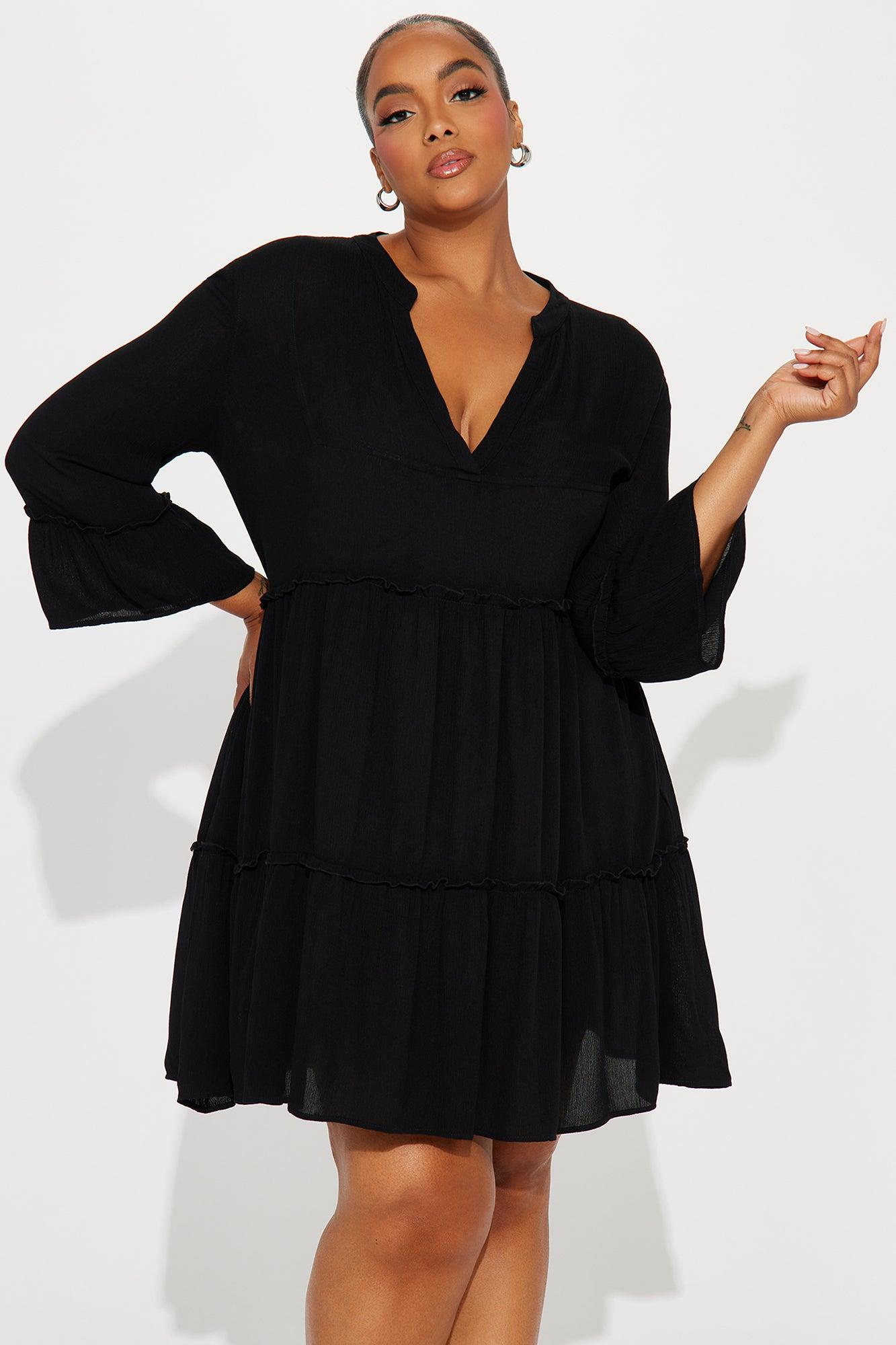 Breezy Nights Linen Cover Up Dress - Black Product Image