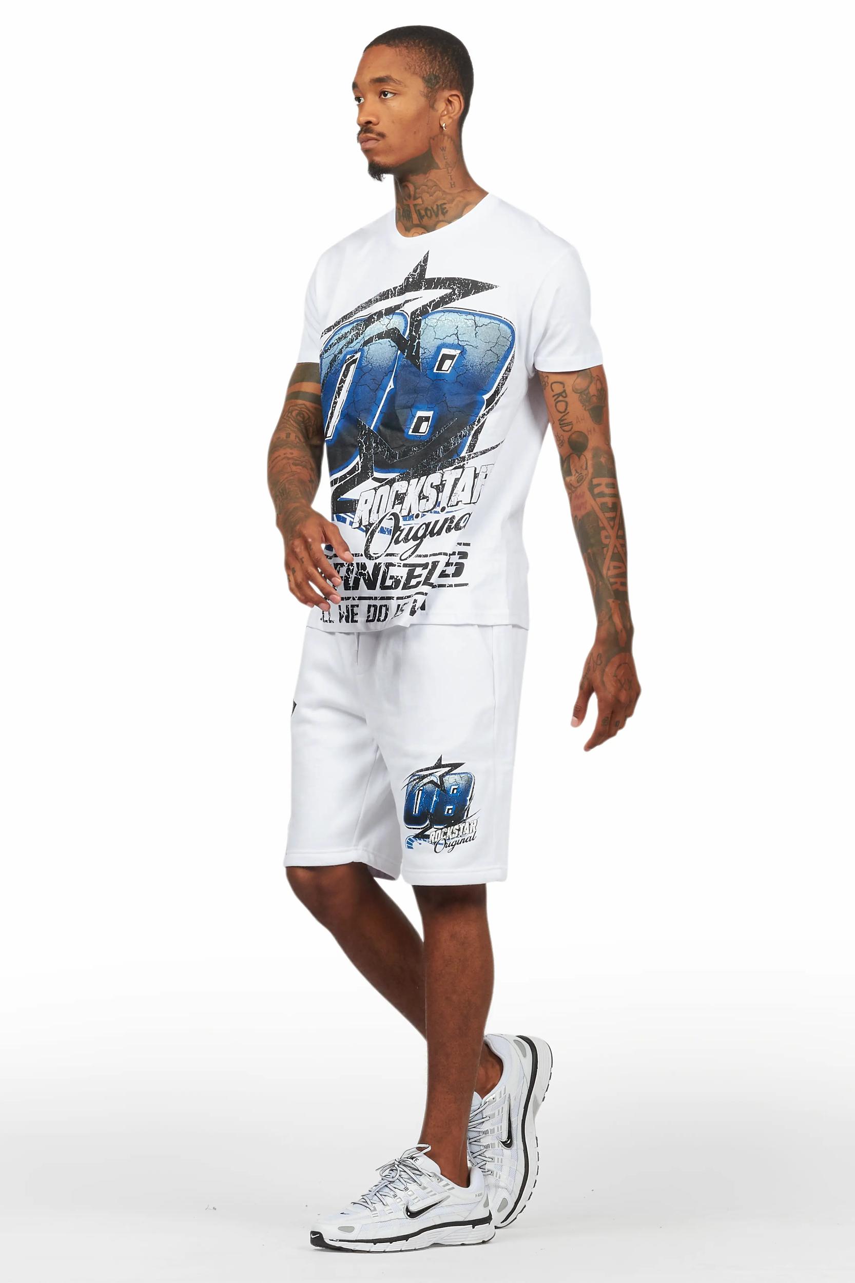 Kastell White/Blue T-Shirt Short Set Male Product Image