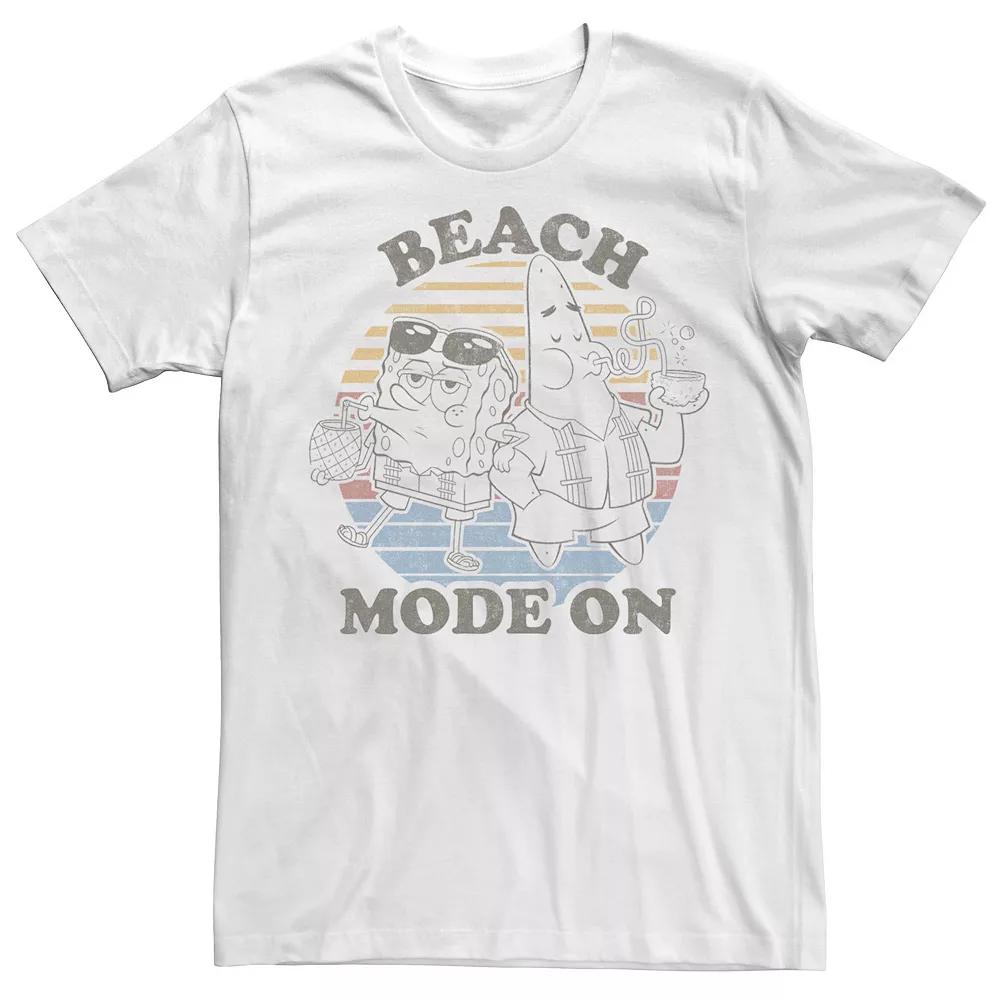 Men's Spongebob Squarepants Beach Mode On Faded Retro Tee,  Product Image