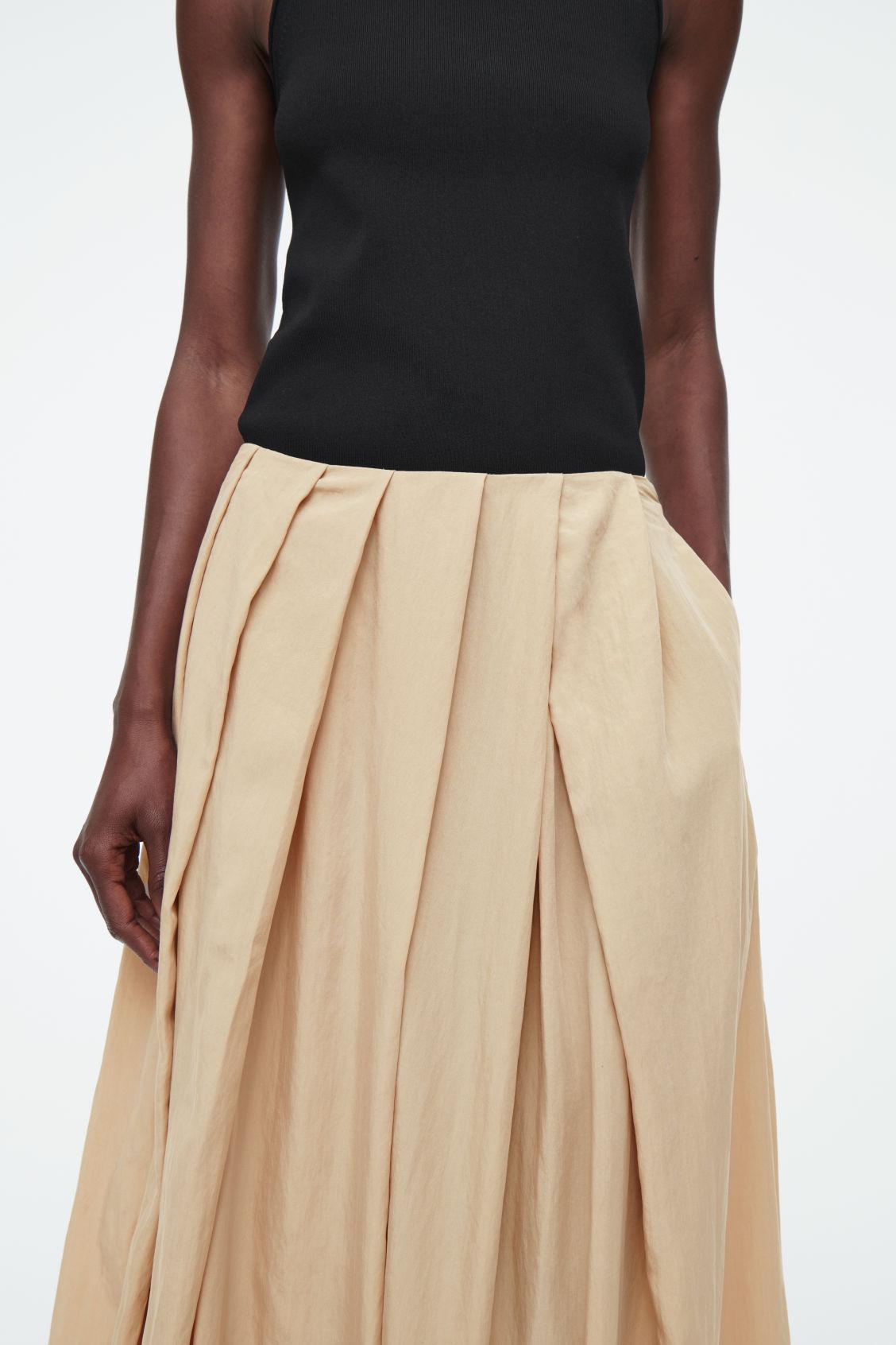 PLEATED A-LINE MIDI SKIRT Product Image