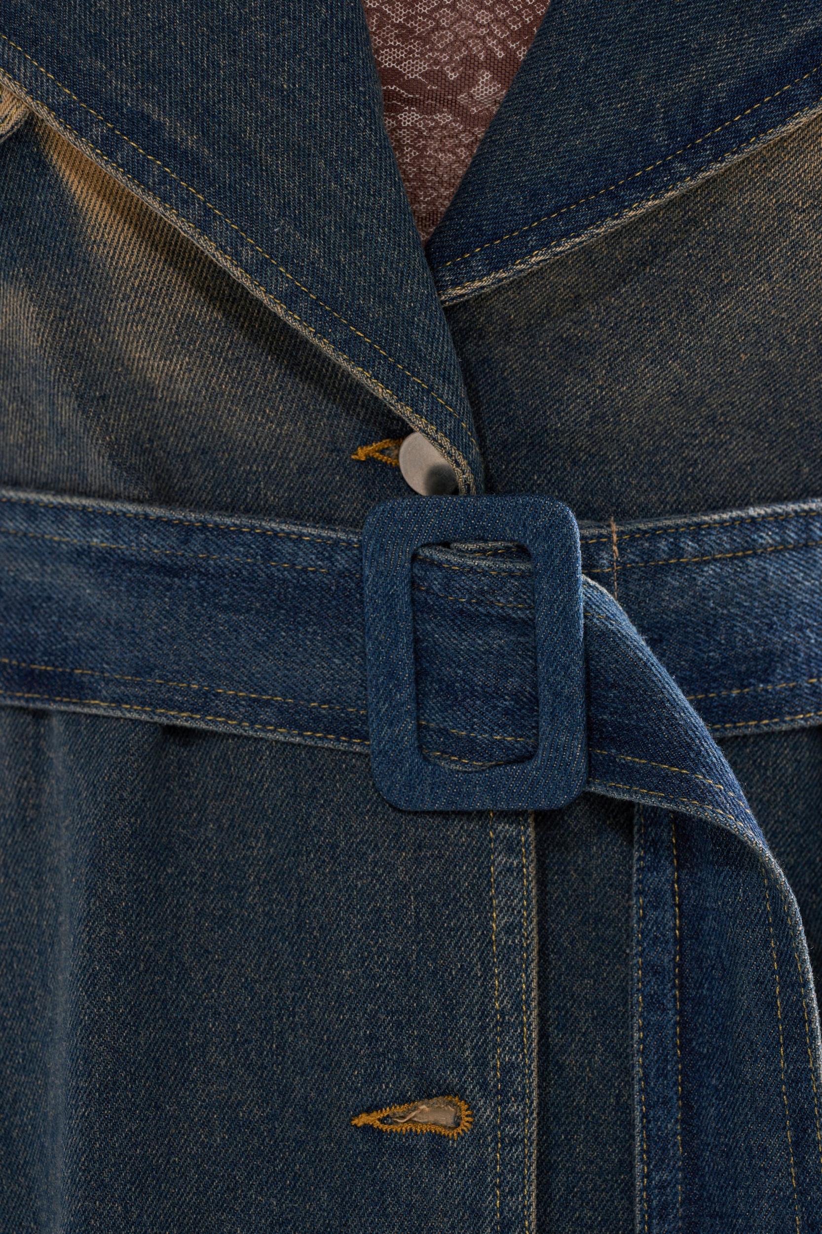 ACID WASHED DENIM TRENCH Product Image