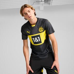 PUMA Borussia Dortmund 24/25 Men's Authentic Away Soccer Jersey in Black/Faster Yellow Product Image