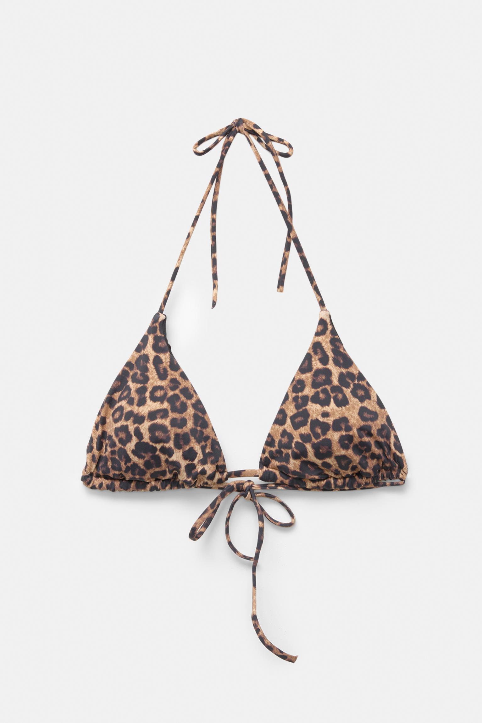 Leopard print triangle bikini top Product Image