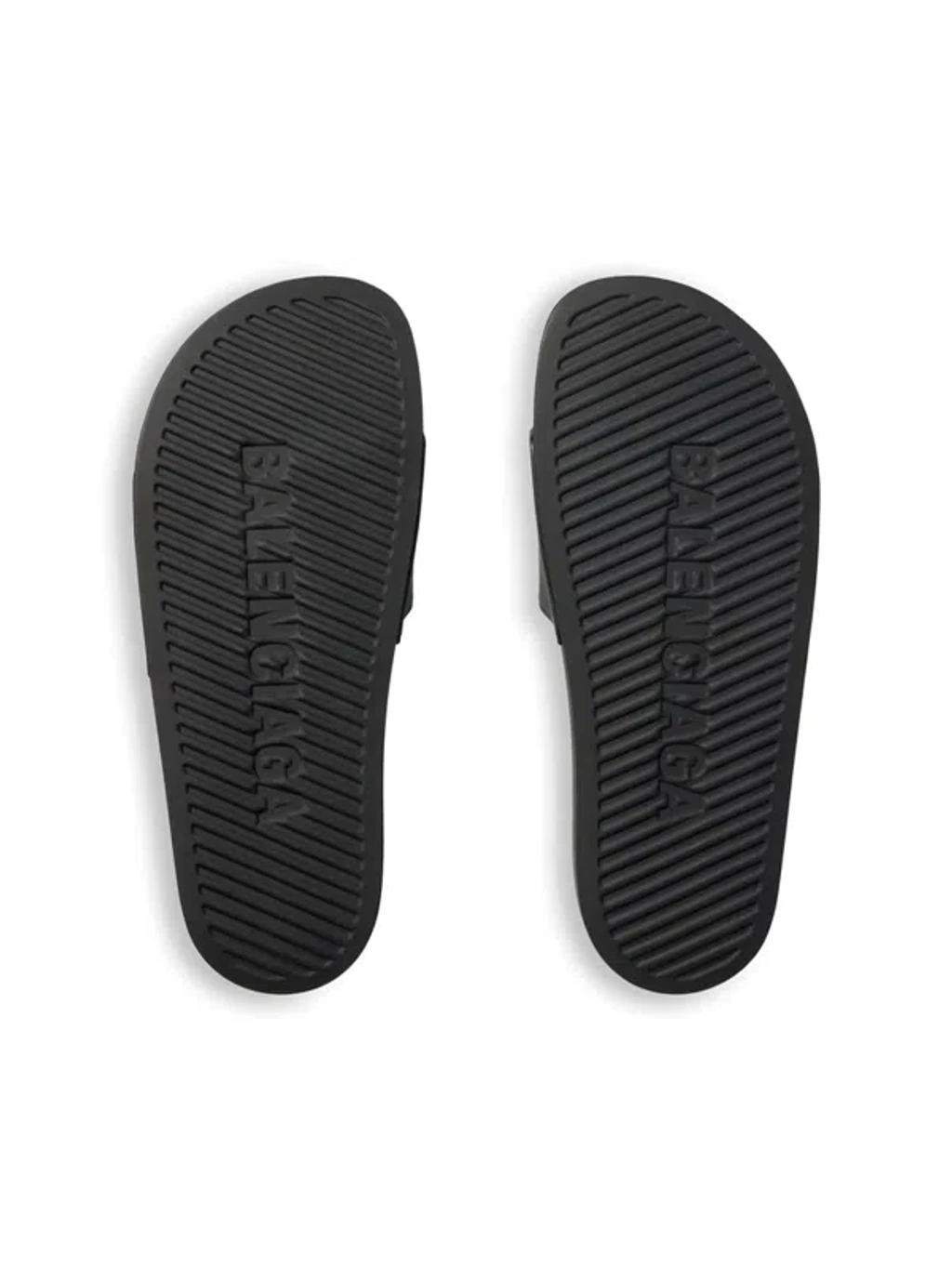 BALENCIAGA Rubber Slide Sandals For The Pool Men In Black White Product Image