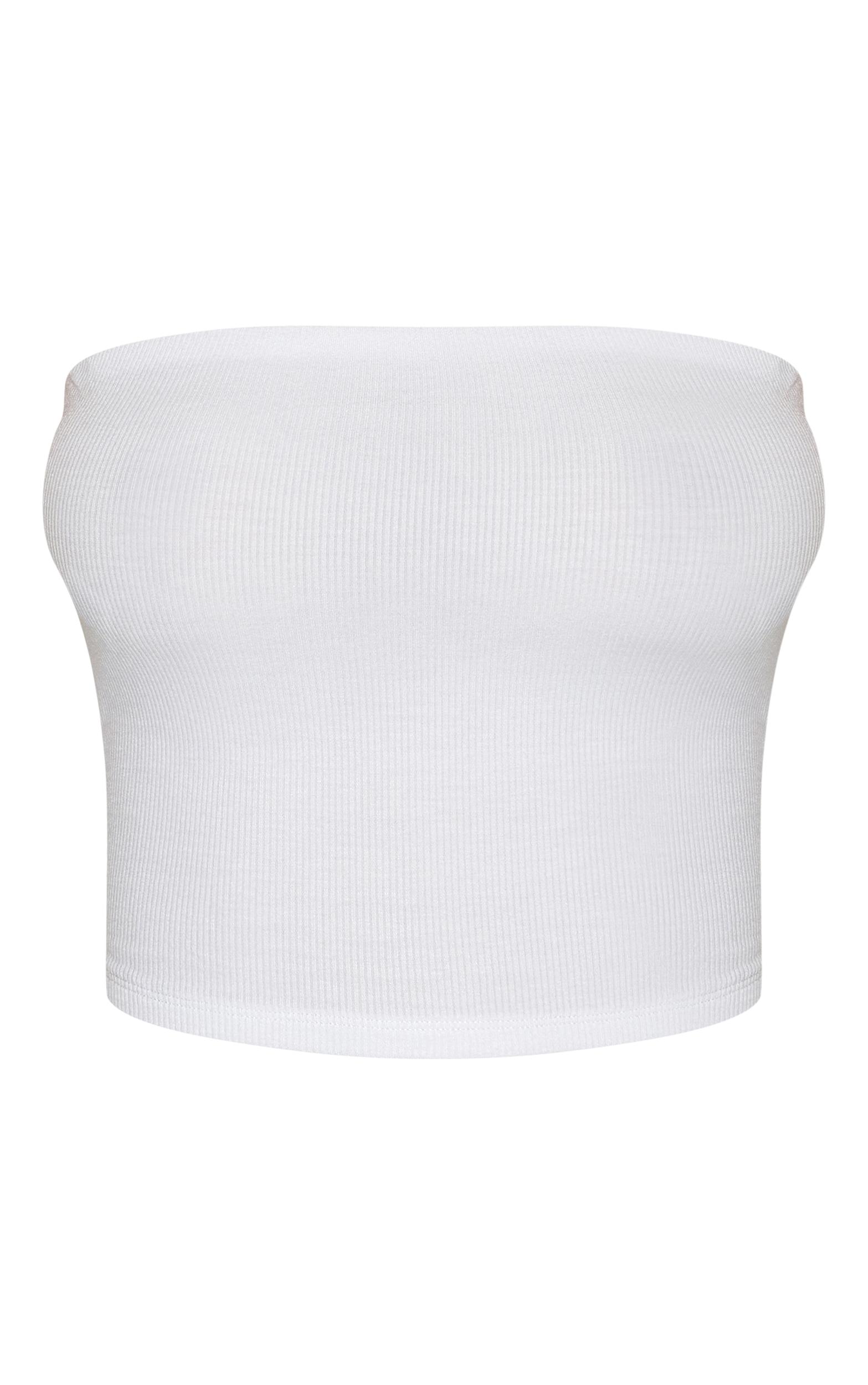 White Soft Rib Bandeau Top Product Image