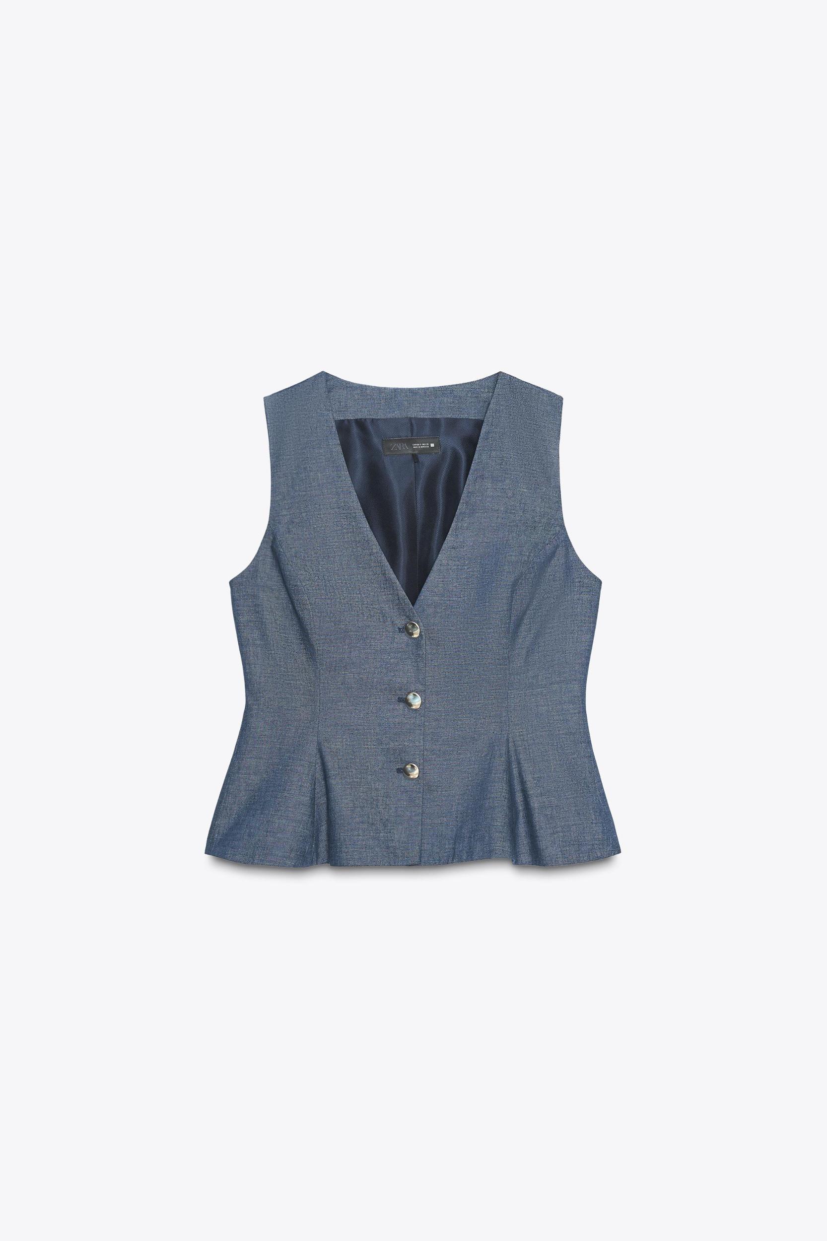 LINEN PEPLUM VEST Product Image