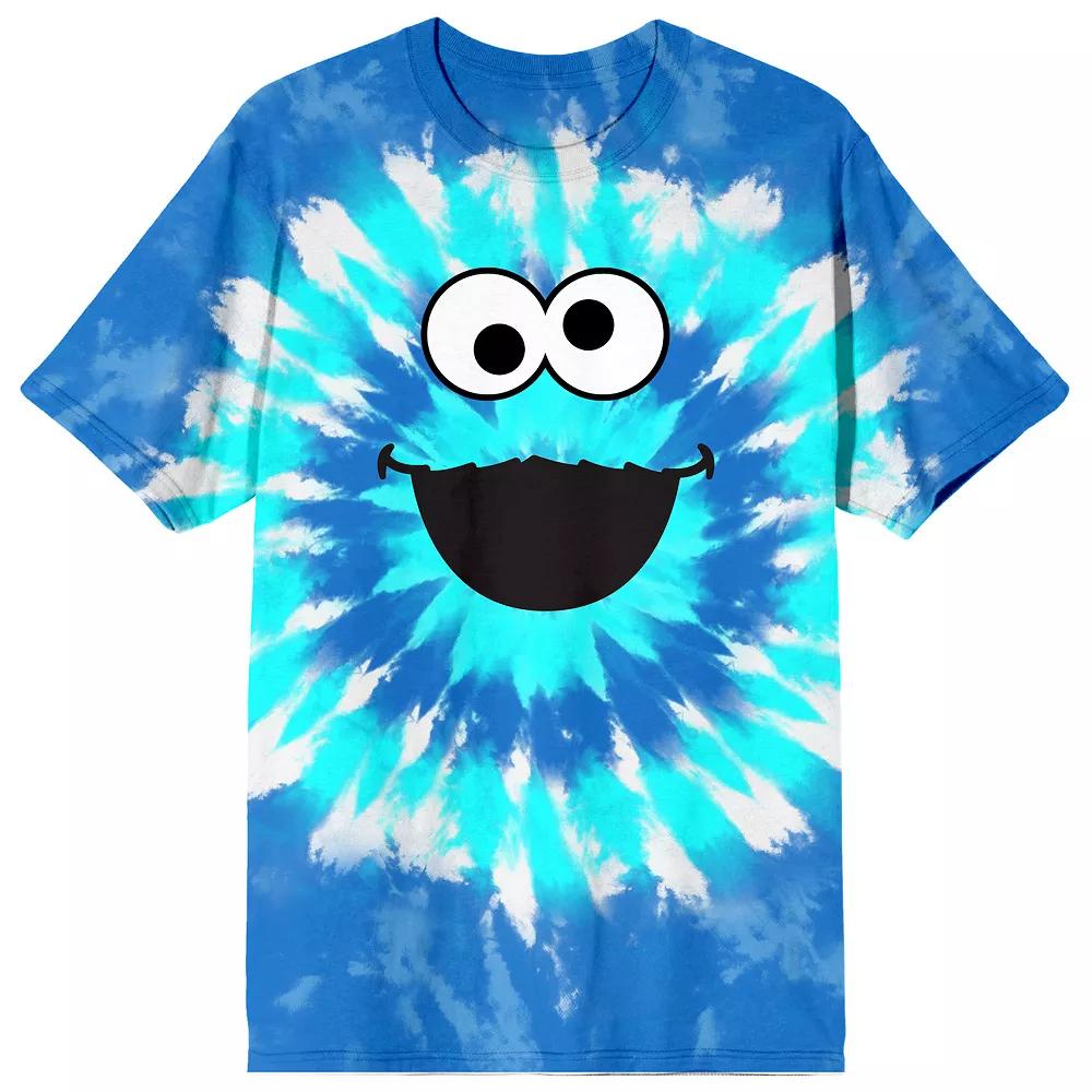 Men's Sesame Street Cookie Monster Tie Dye Graphic Tee, Size: XL, Blue Product Image