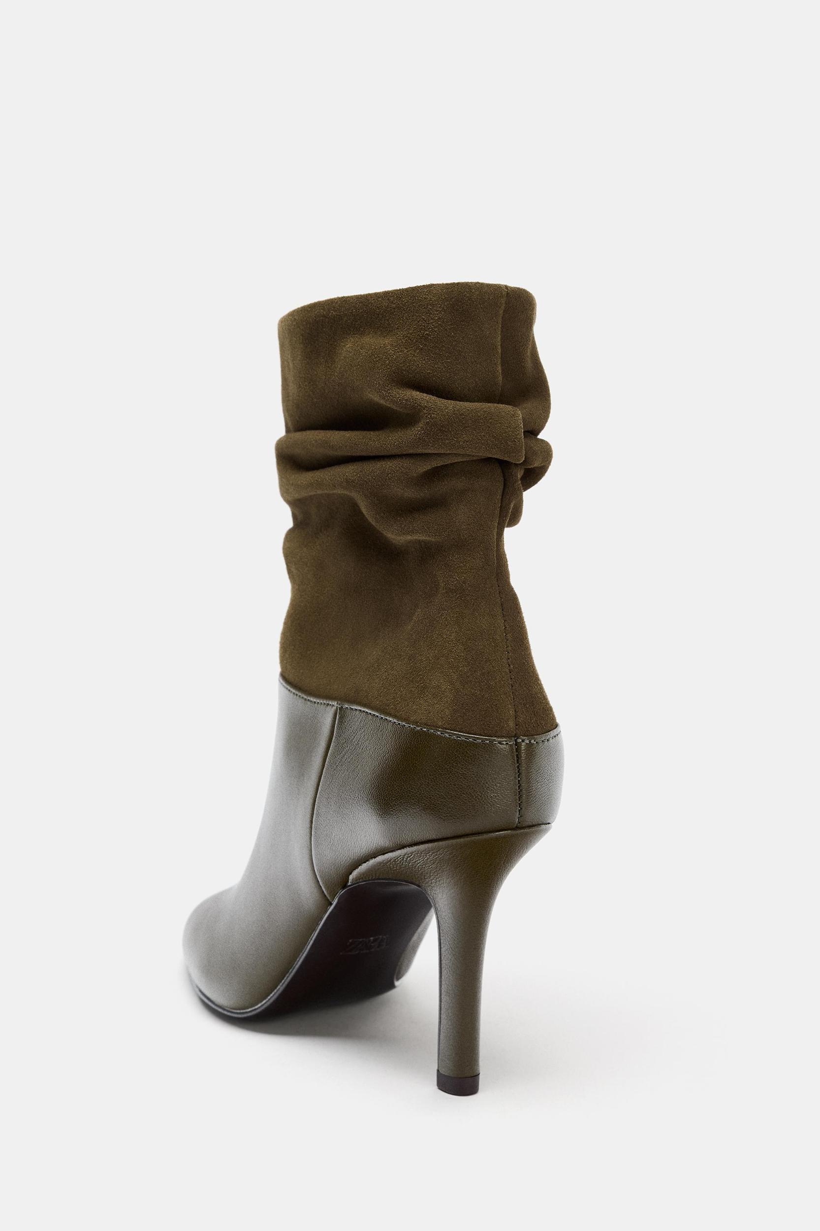 CRINKLED EFFECT LEATHER ANKLE BOOTS Product Image