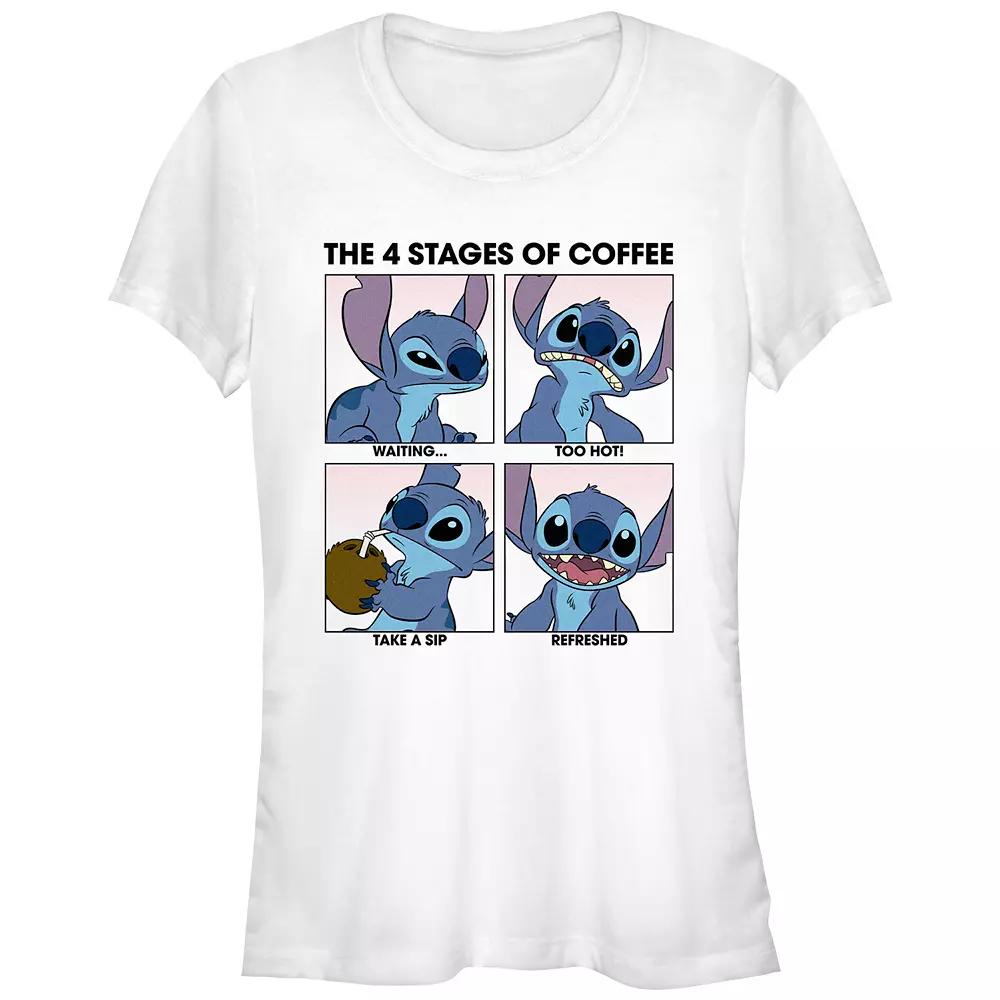 Disney's Lilo & Stitch Juniors' The Four Stages Of Coffee Graphic Tee, Women's,  Product Image