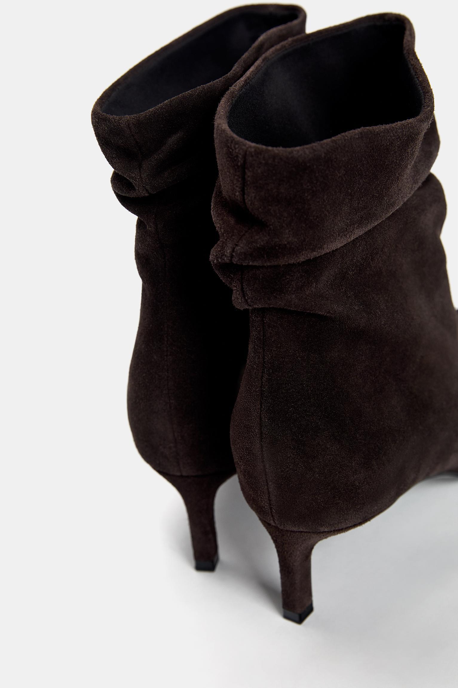 Gathered leather heeled ankle boots Product Image