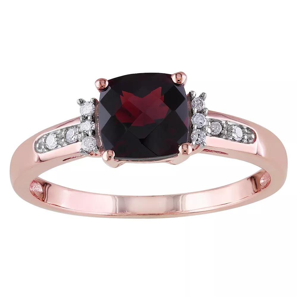 Stella Grace 10k Rose Gold Cushion Cut Garnet & Diamond Accent Ring, Women's,  Product Image