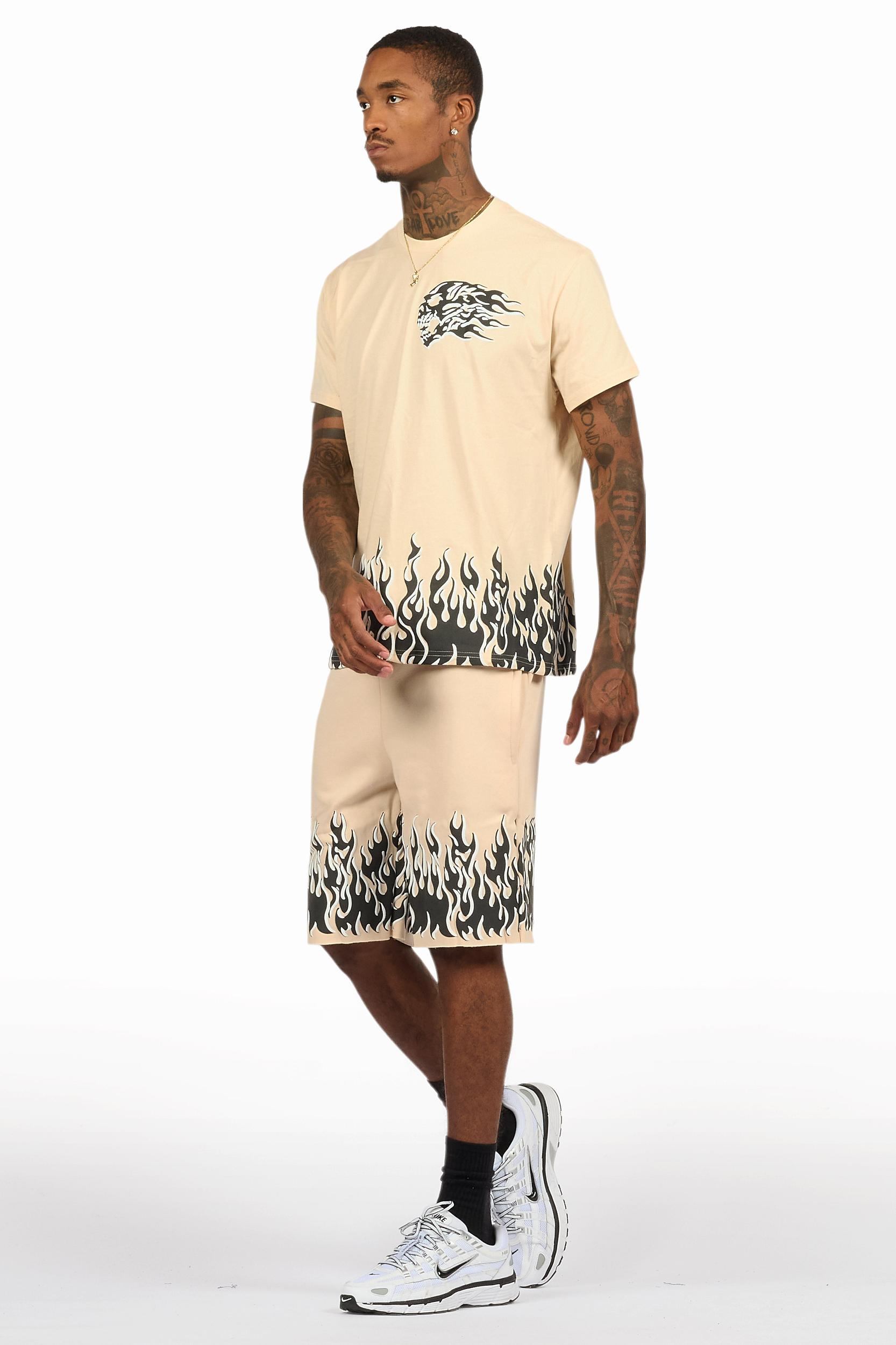 Bubble Beige T-Shirt/Short Set Male Product Image