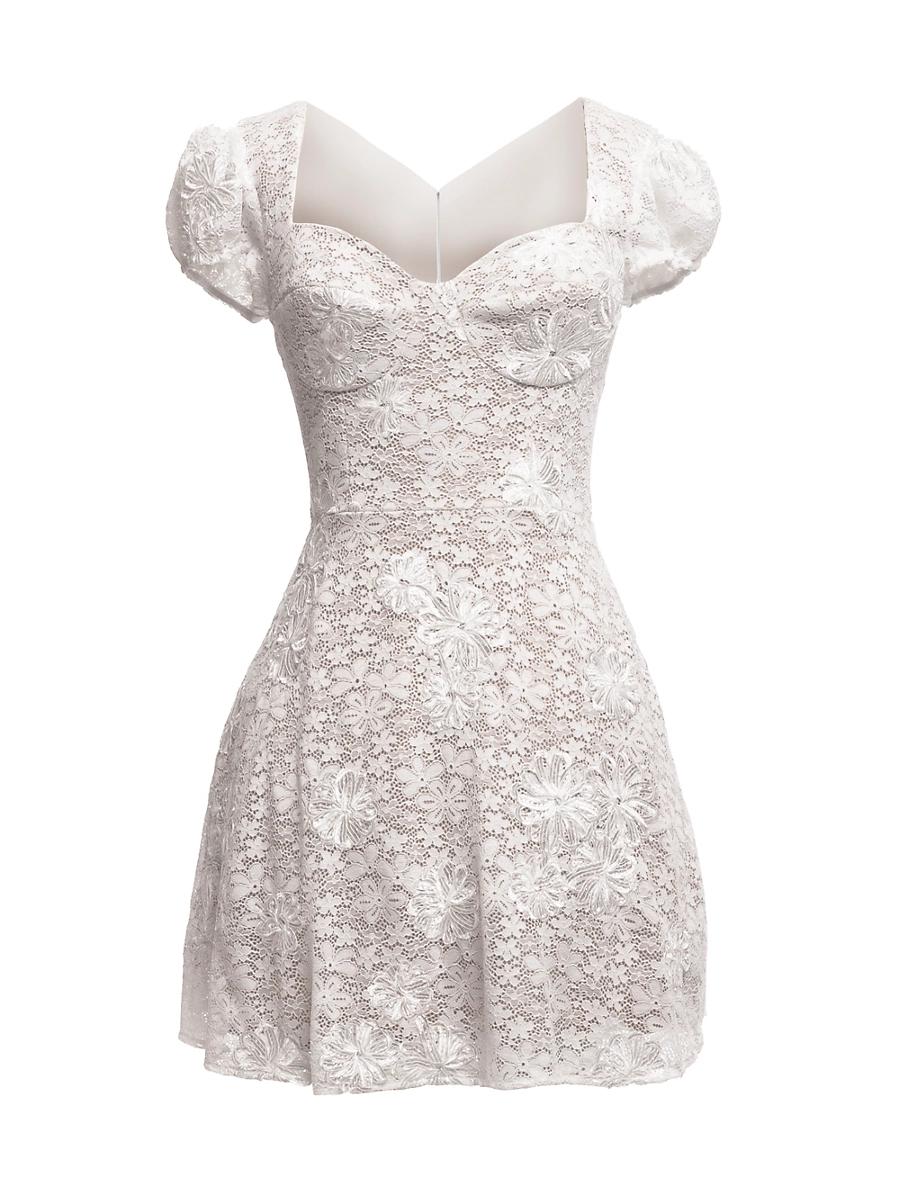Womens Marissa Puff-Sleeve Lace Minidress Product Image