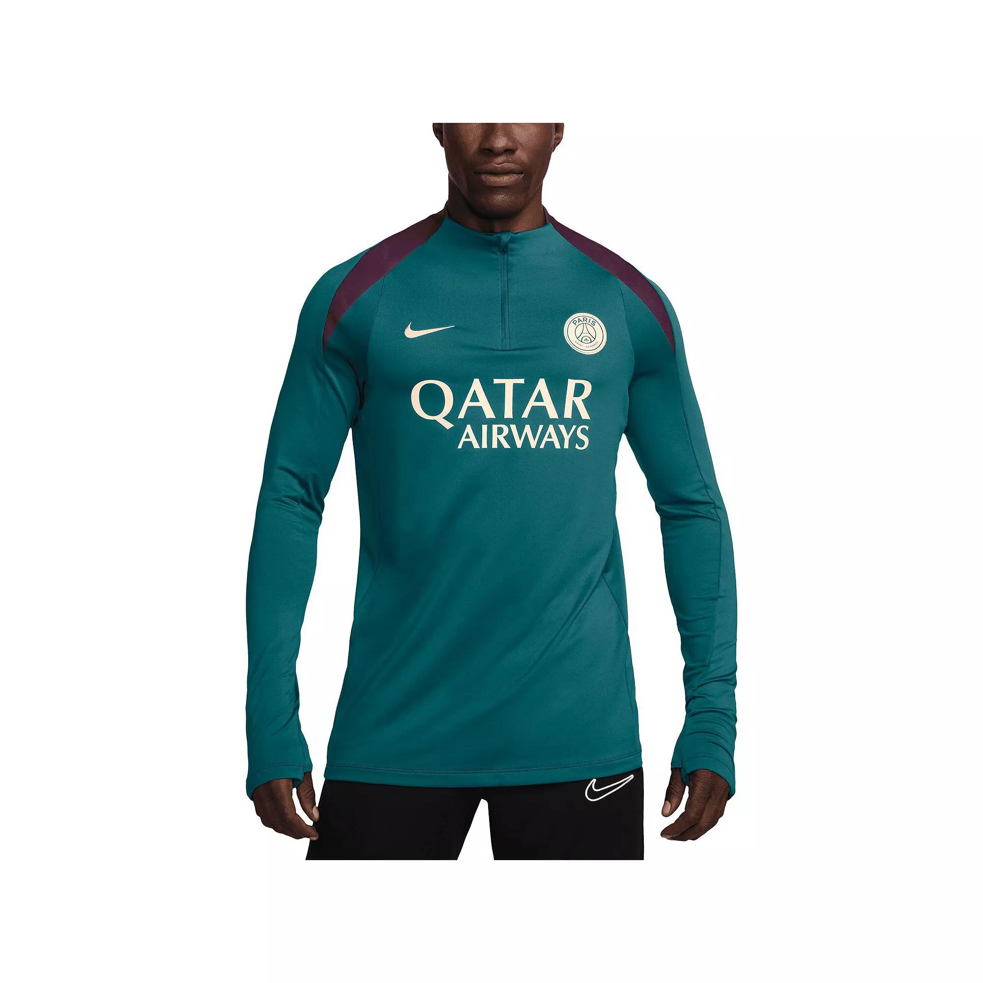 Men's Nike Teal Paris Saint-Germain 2024/25 Strike Drill Performance Quarter-Zip Long Sleeve Top,  Product Image