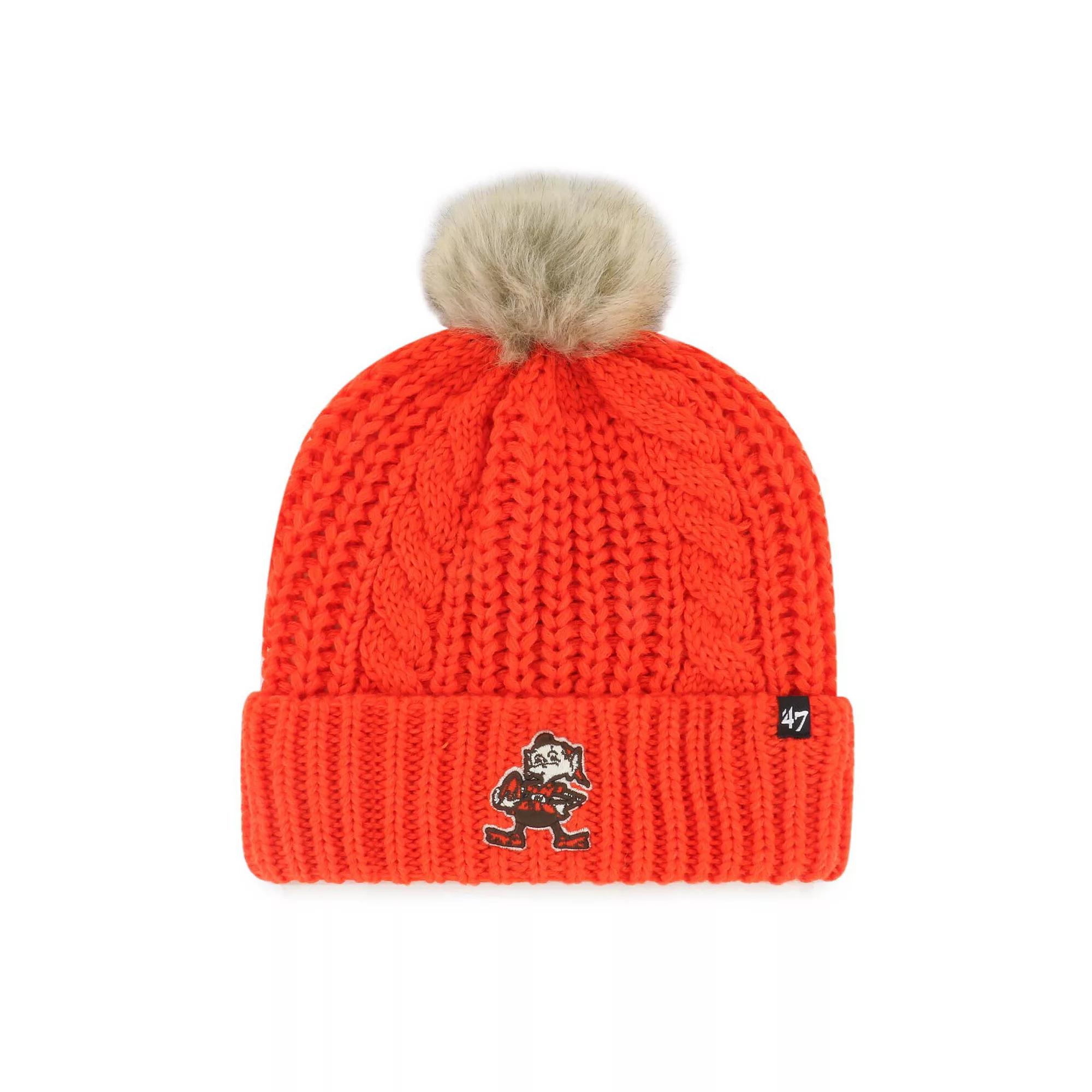 Women's '47 Orange Cleveland Browns Meeko Cuffed Knit Hat with Pom Product Image