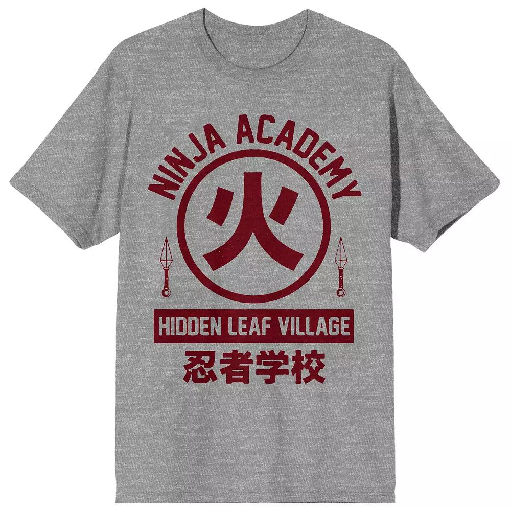 Men's Naruto Shippuden Anime Ninja Academy Graphic Tee, Size: Medium, Grey Product Image