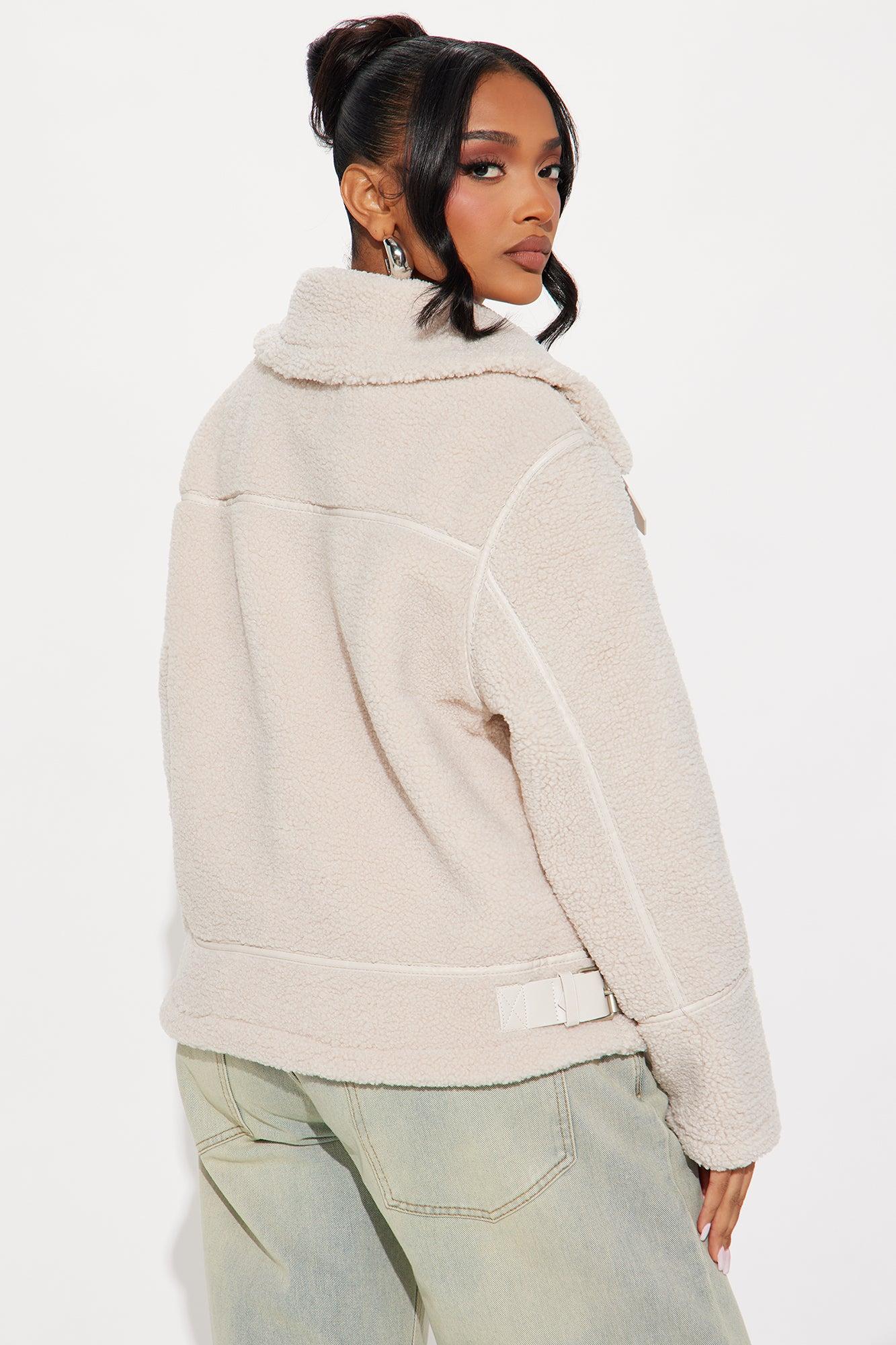 Arin Sherpa Moto Jacket - Cream Product Image