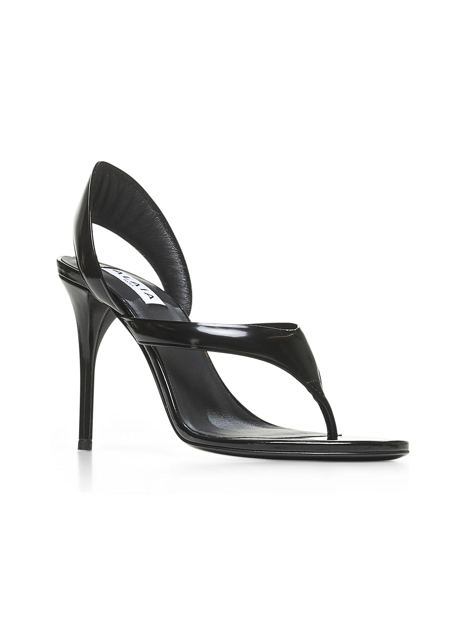 ALAÏA Leather Thong Slingback Sandals In Noir Product Image
