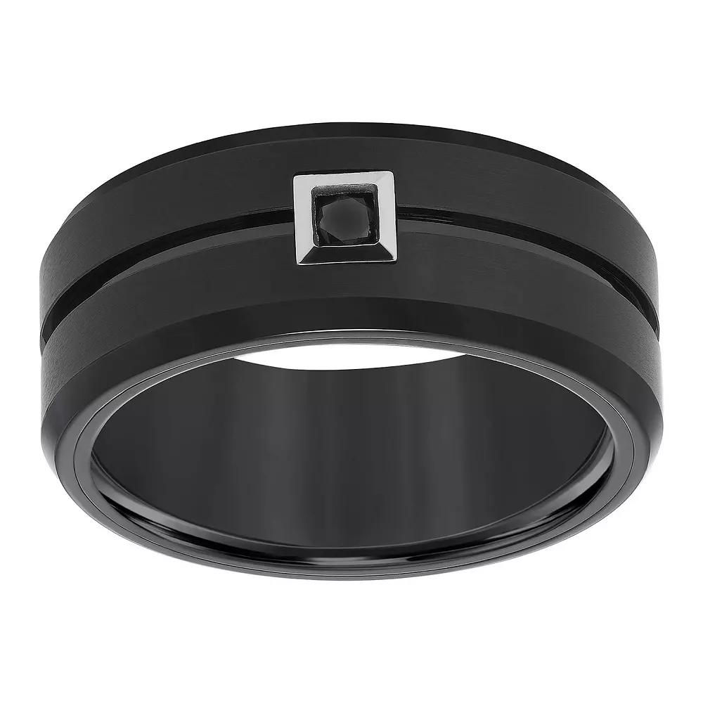 AXL 1/10 Carat T.W. Black Diamond Black Tungsten Carbide 9 mm Comfort Fit Mens Band Product Image