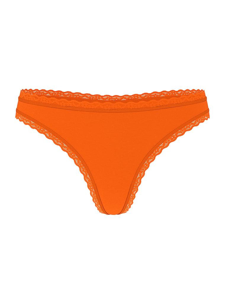 Cotton Lace-Waist Thong Product Image