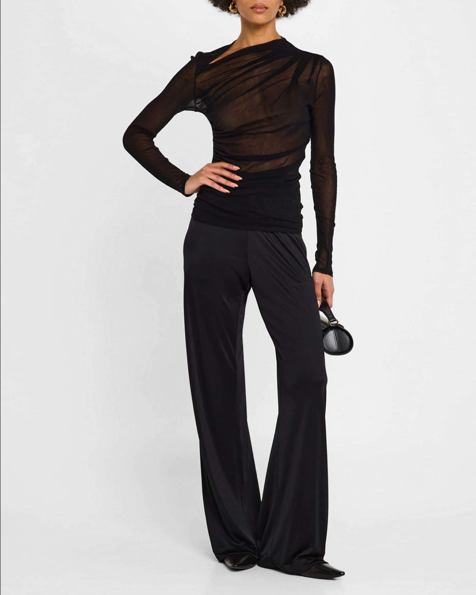 Sheer Slash Long-Sleeve Blouse Product Image