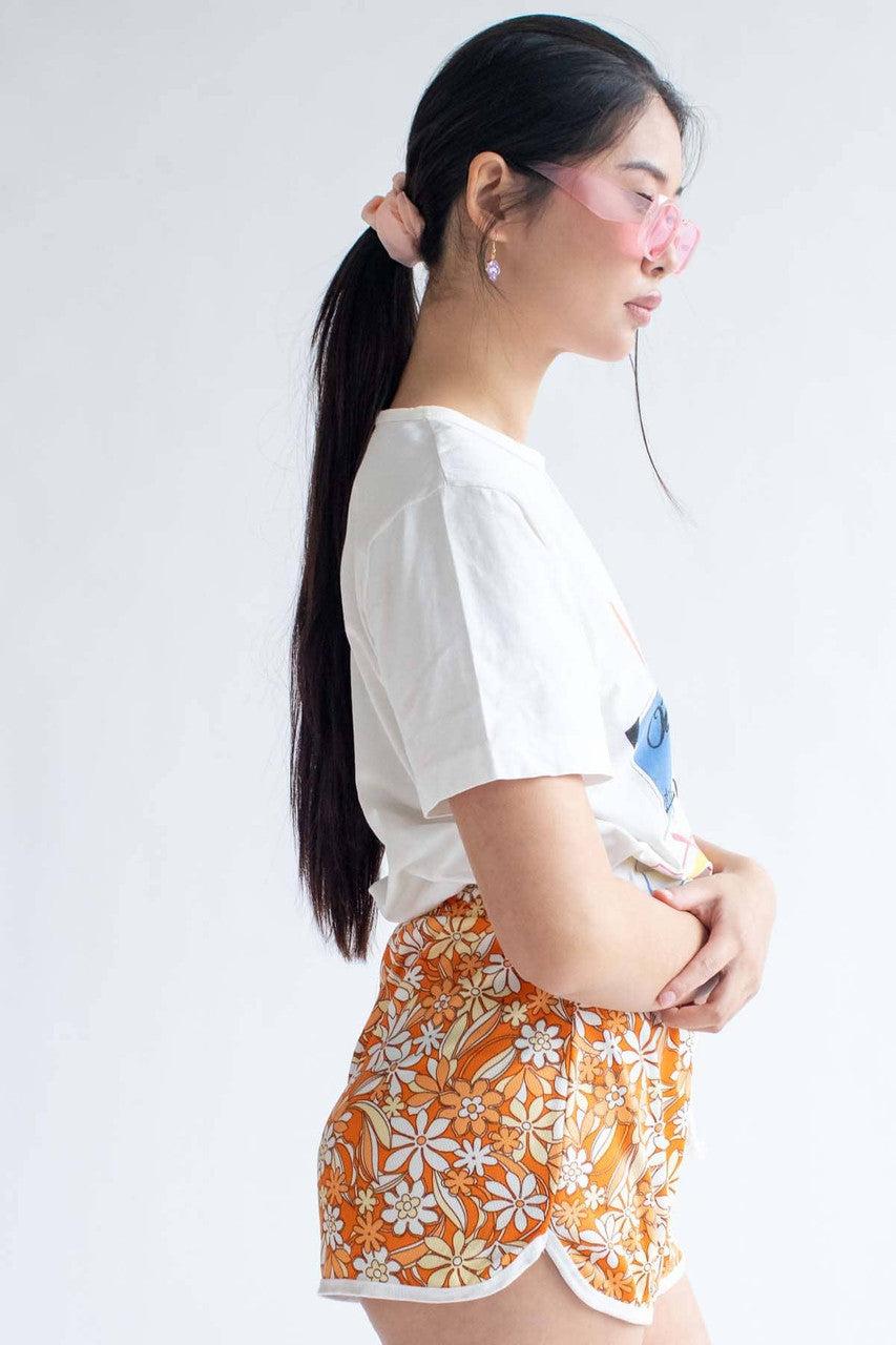 Orange Flashback Floral Dolphin Shorts Product Image