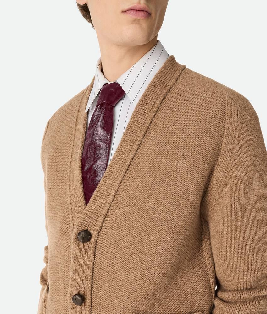Men's Wool Cardigan in Caramel Product Image