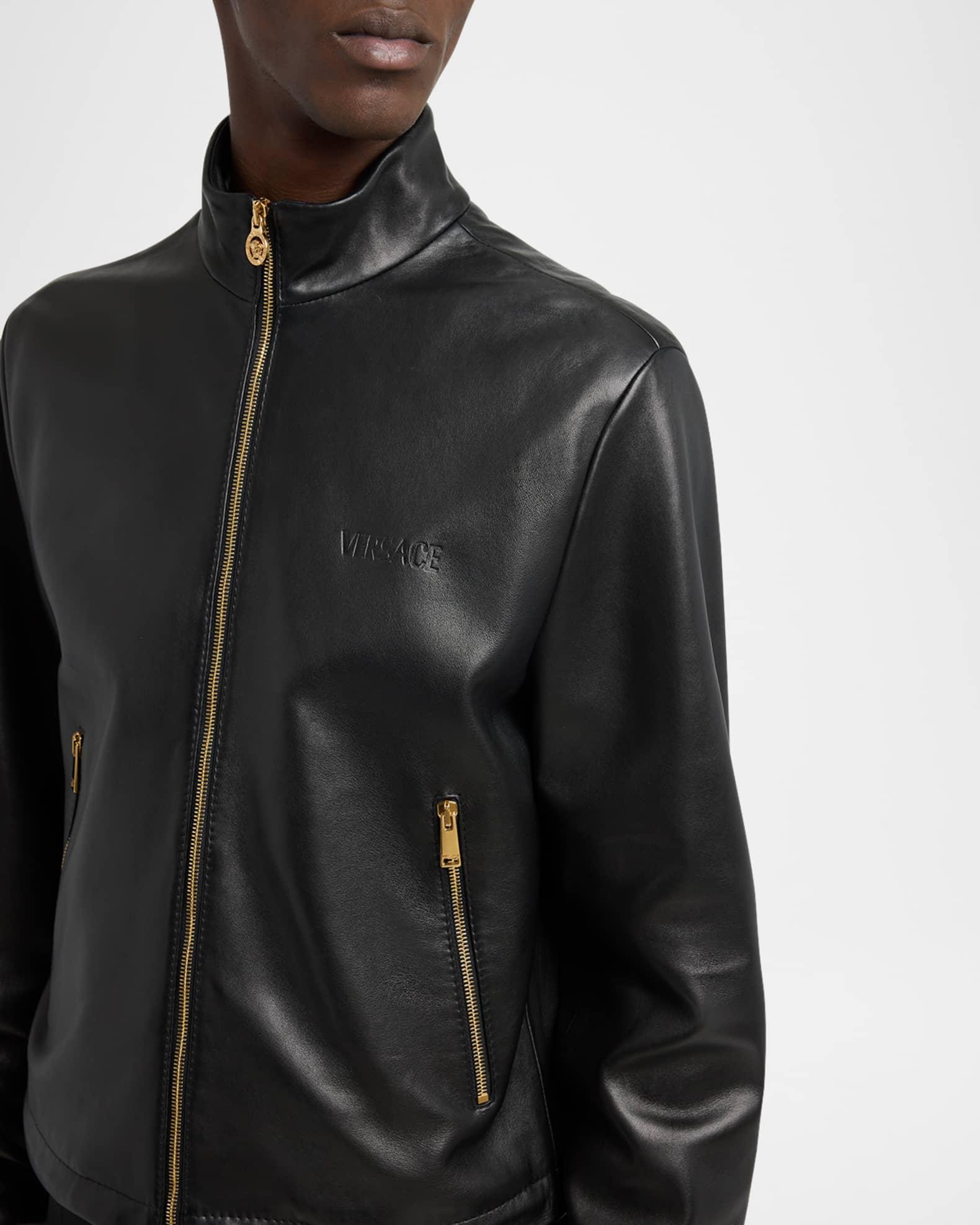 Men's Full-Zip Leather Jacket Product Image