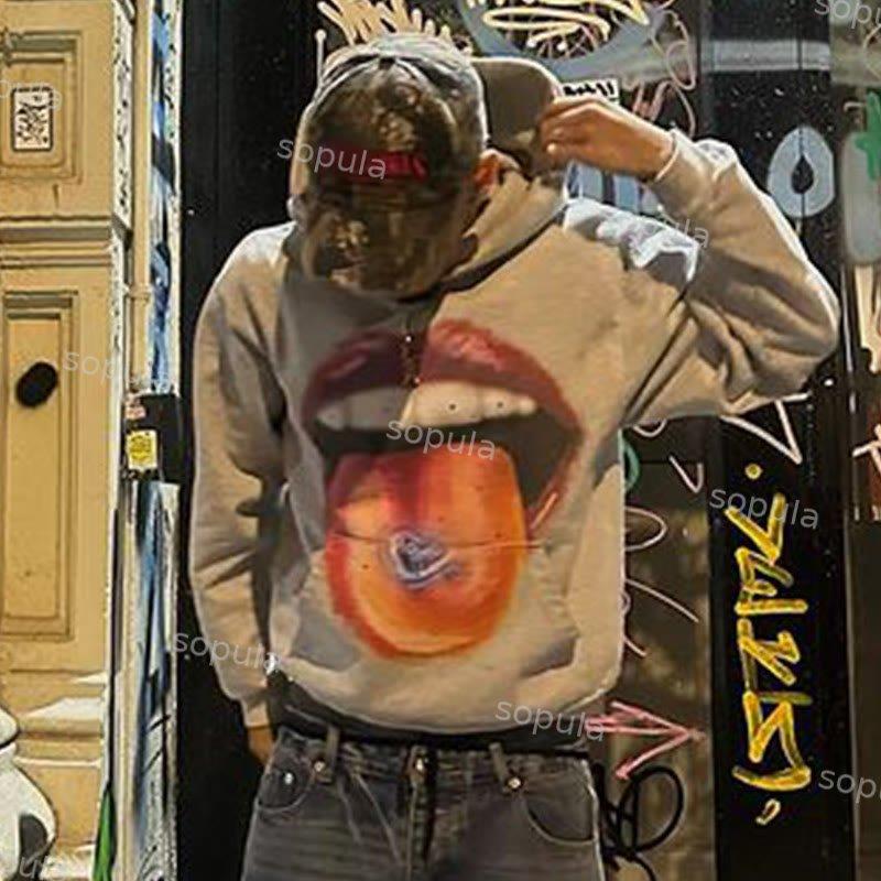 Sopula Street Mouth Graphic Cotton Pocket Hoodie Product Image