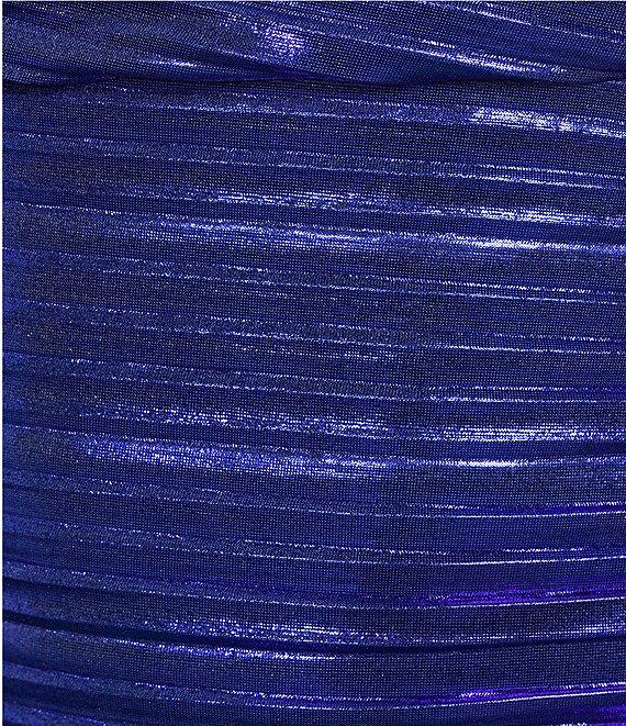 City Vibe Strapless Pleated Foil Tail Party Dress Product Image