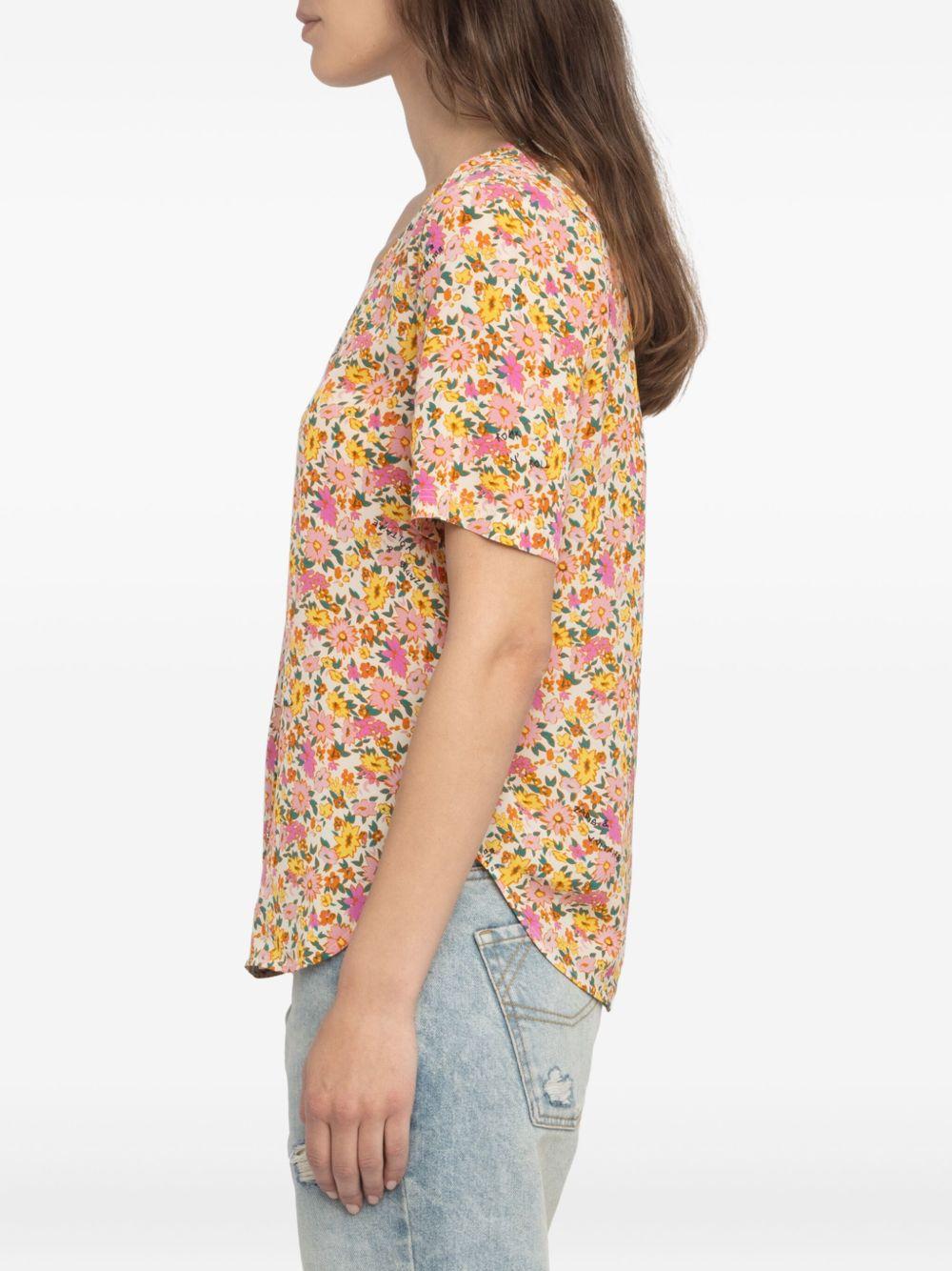floral-print short-sleeve top Product Image