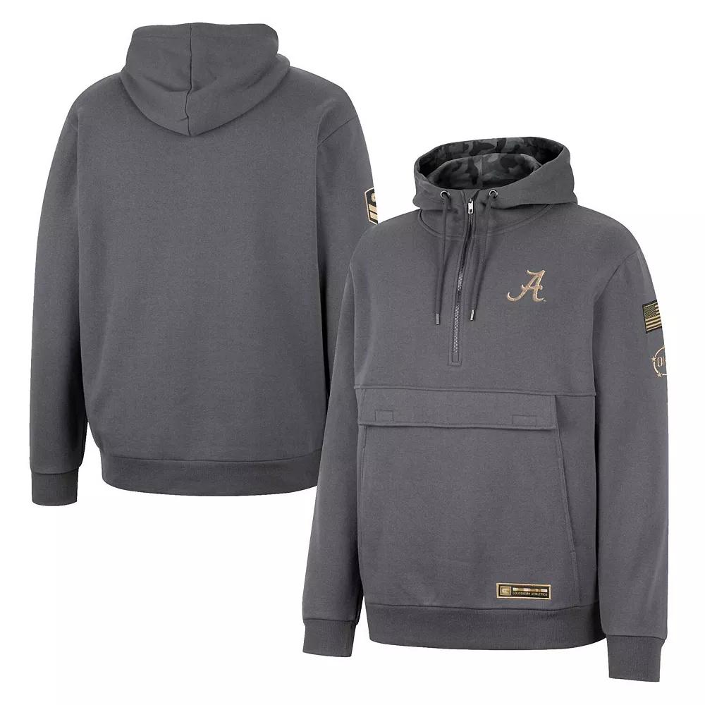Men's Colosseum Charcoal Alabama Crimson Tide OHT Military Appreciation Quarter-Zip Hoodie, Size: Medium Product Image