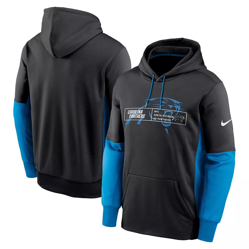 Men's Nike Black Carolina Panthers Color Block Fleece Performance Pullover Hoodie, Size: Medium Product Image