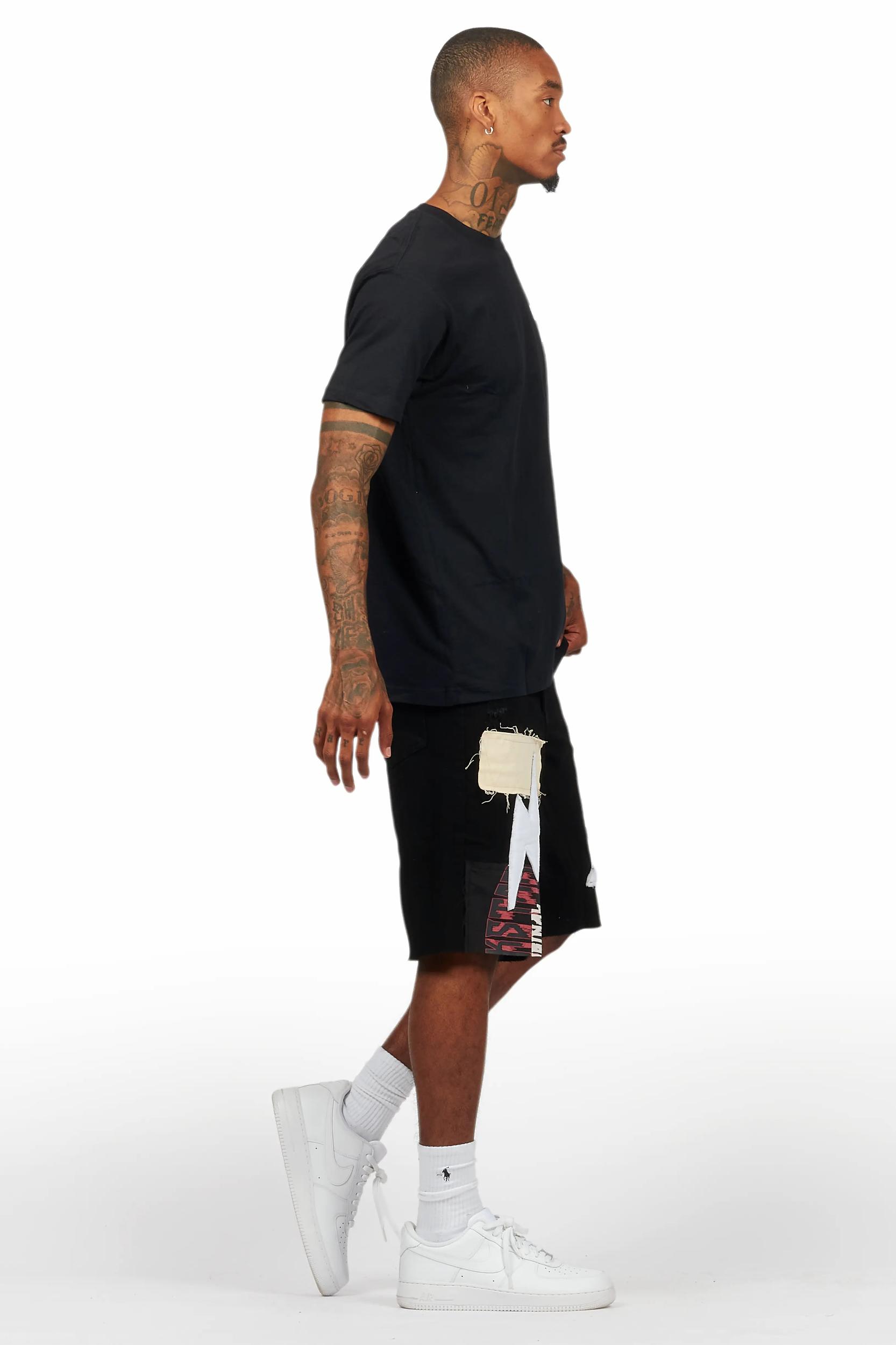 Carlin Black T-Shirt/Denim Short Set Male Product Image