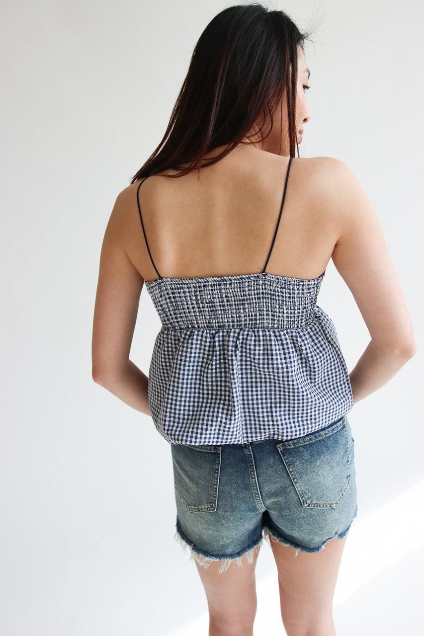 Gingham Peplum Bubble Hem Tank Top Product Image