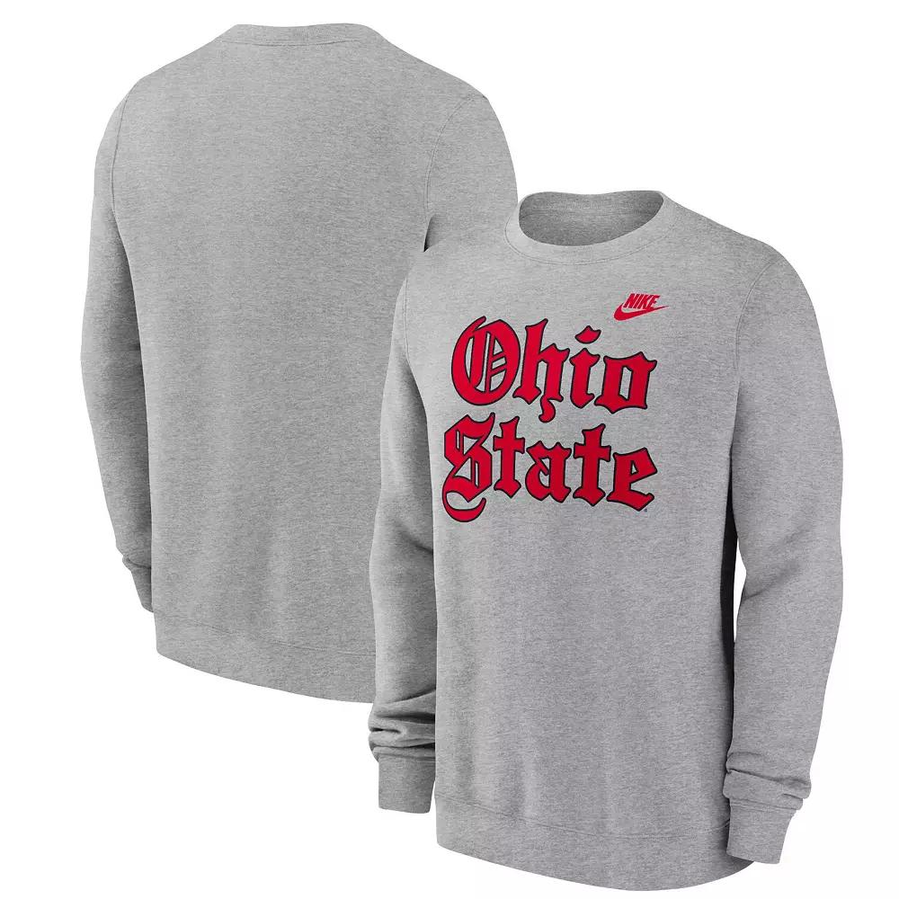 Men's Nike Heather Gray Ohio State Buckeyes Old English Fleece Sweatshirt,  Product Image