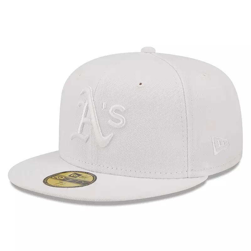 Men's New Era Oakland Athletics White on White 59FIFTY Fitted Hat,  Product Image