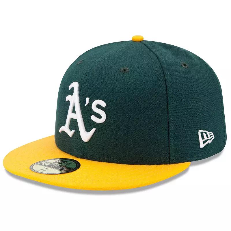 Men's New Era Green/Yellow Oakland Athletics Home Authentic Collection On-Field 59FIFTY Fitted Hat,  Product Image