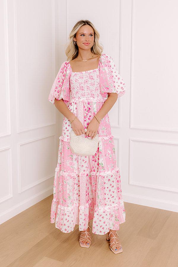 Floral Galore Smocked Maxi Dress in Pink Product Image