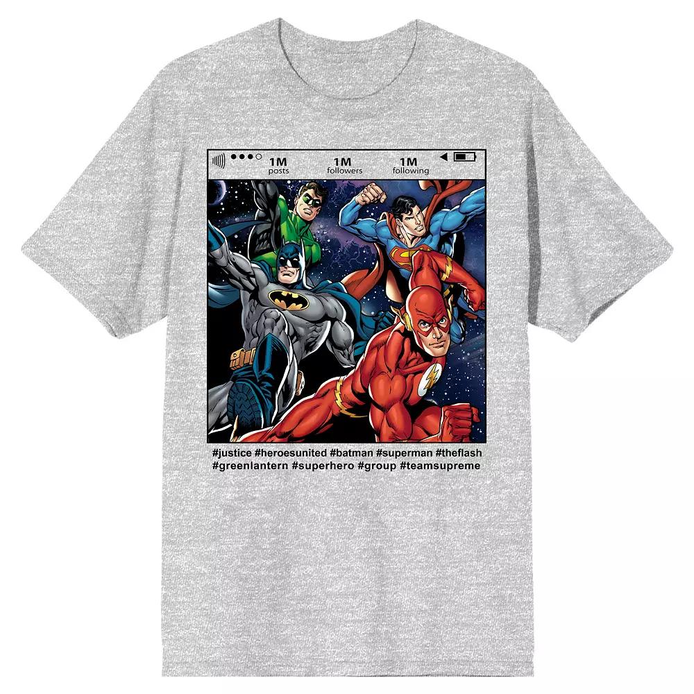 Men's DC Comics JL Justice League Tee, Size: XXL, Gray Product Image