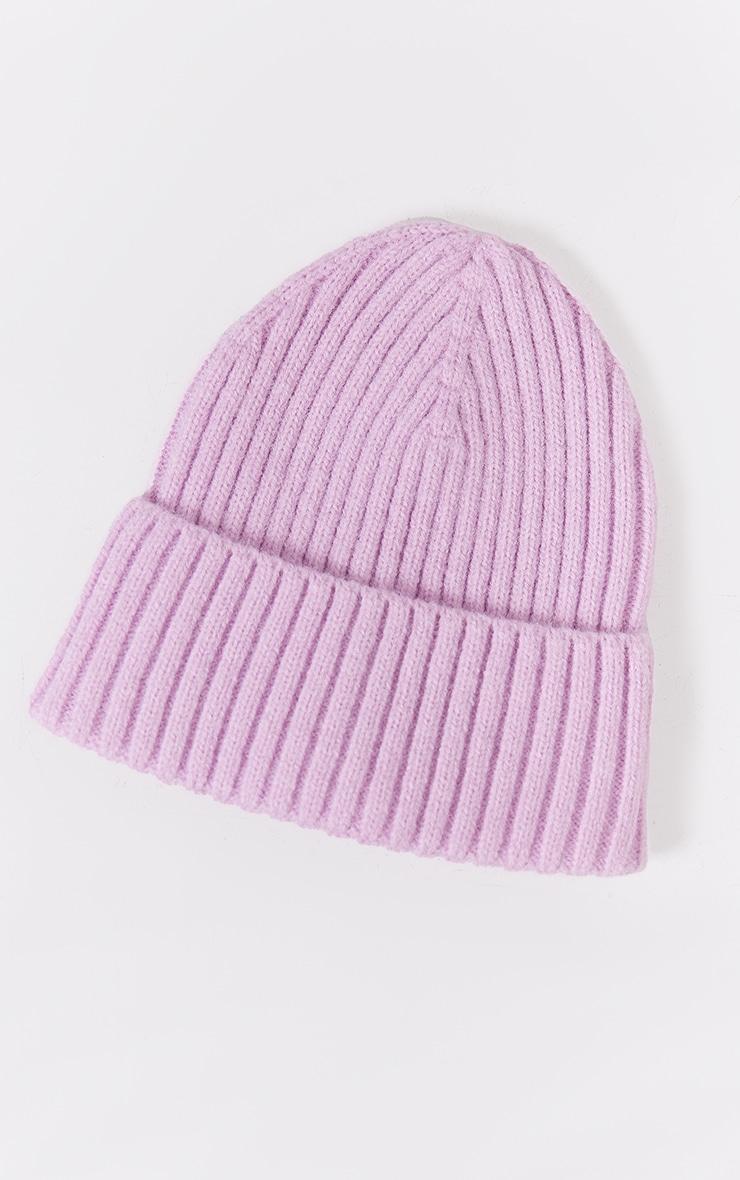 Pink Wide Rib Beanie Hat Product Image