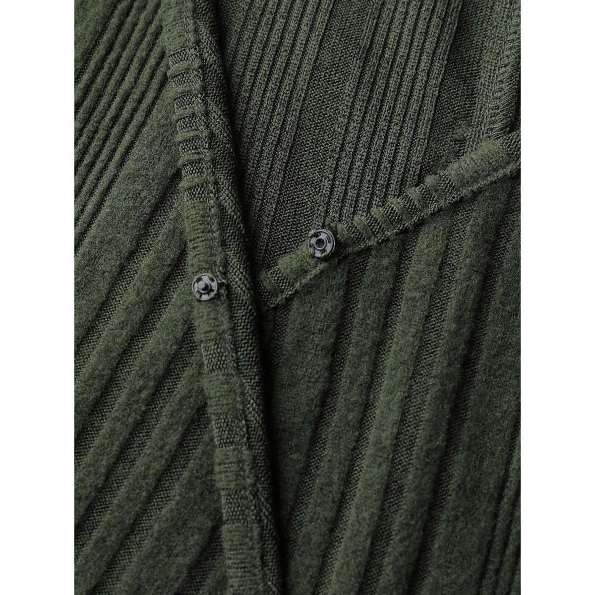 Plus Size Pit Strip Tie-Knot Slit Sheath Midi Dress ArmyGreen Women Timeless Overlapping Overlap Collar Extra Long Sleeve Curvy BloomChic 26/4X Product Image