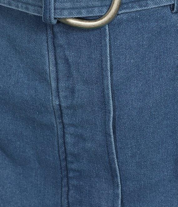 Skies Are Blue Stretch Denim Belted Cargo Mini Skirt Product Image