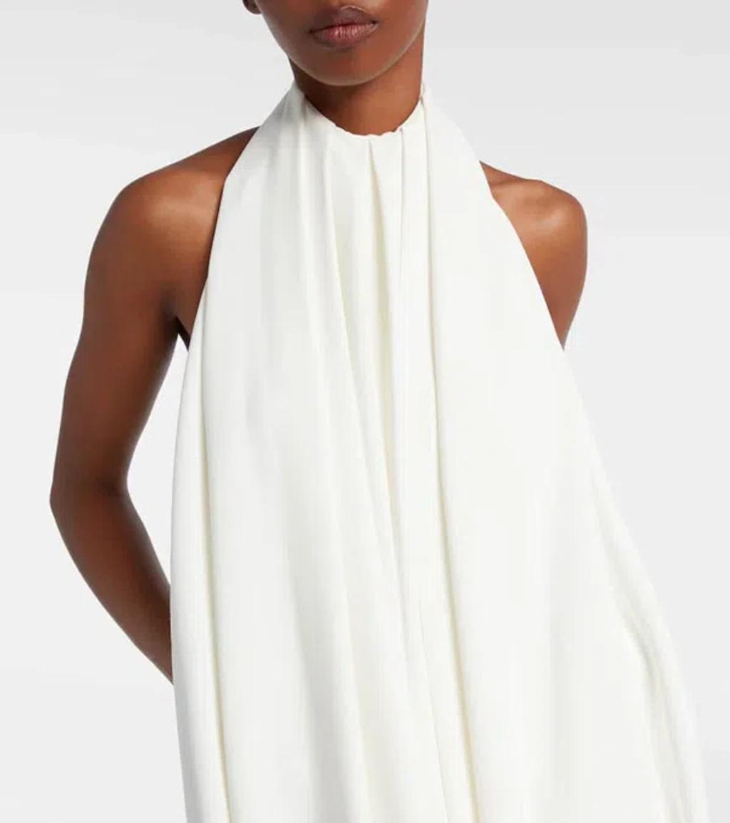 GIVENCHY Open-back Draped Cady Halterneck Maxi Dress In White Product Image