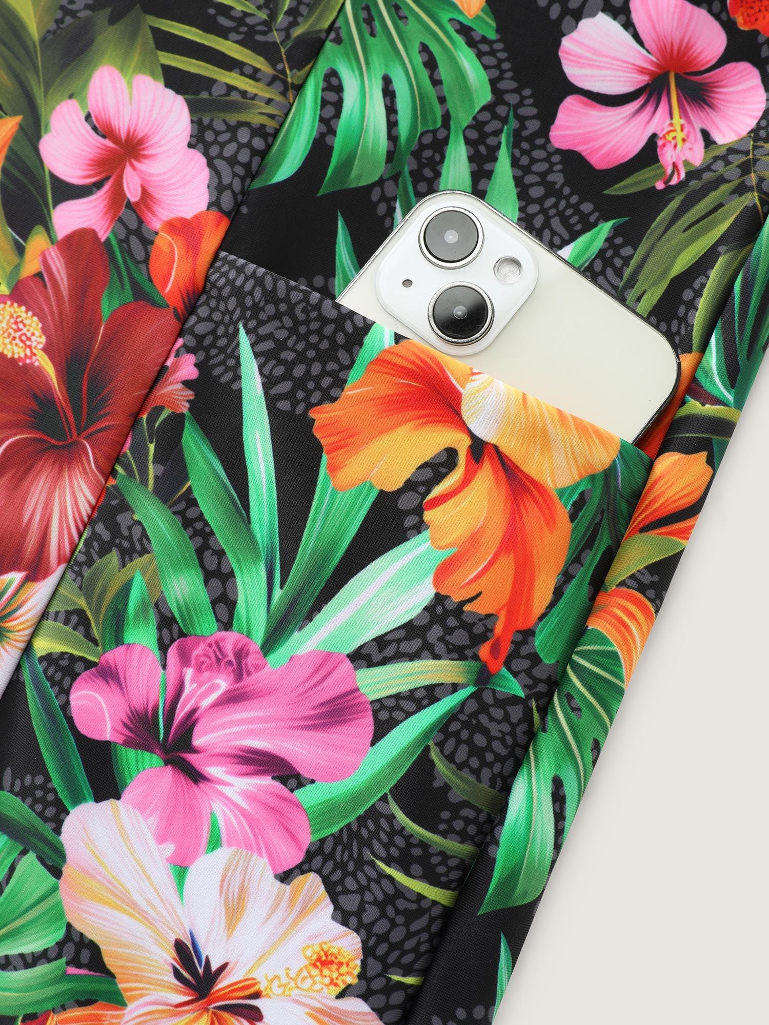 Tropical Floral Print Hip Coverage Swim Dress Female Product Image