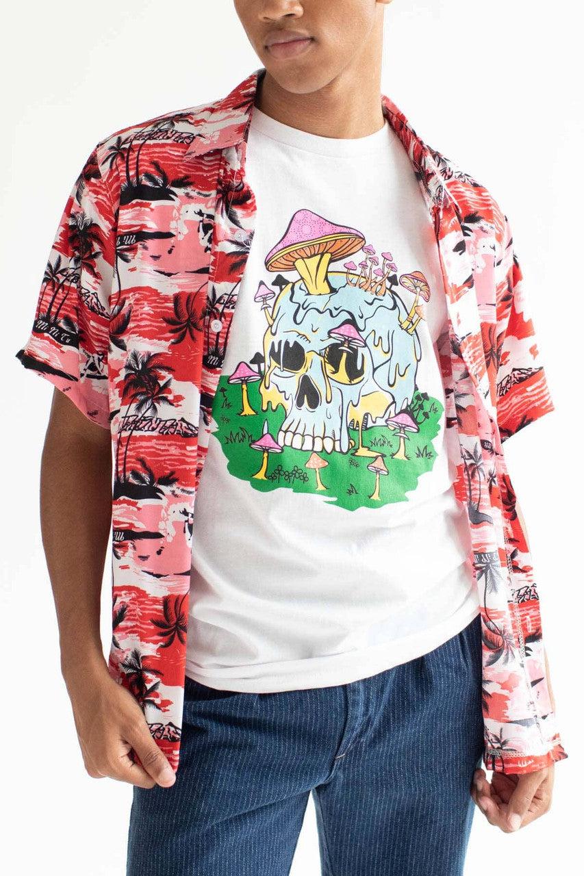 Red Surfing Hawaiian Shirt Product Image