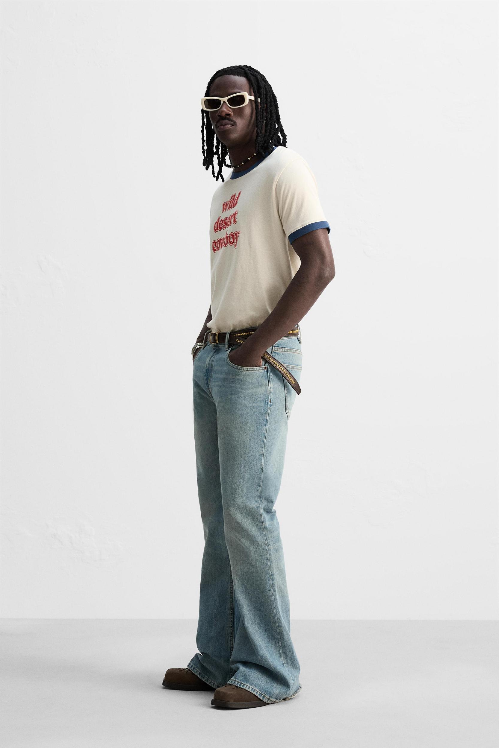 RIB CONTRAST TEXT T-SHIRT Product Image