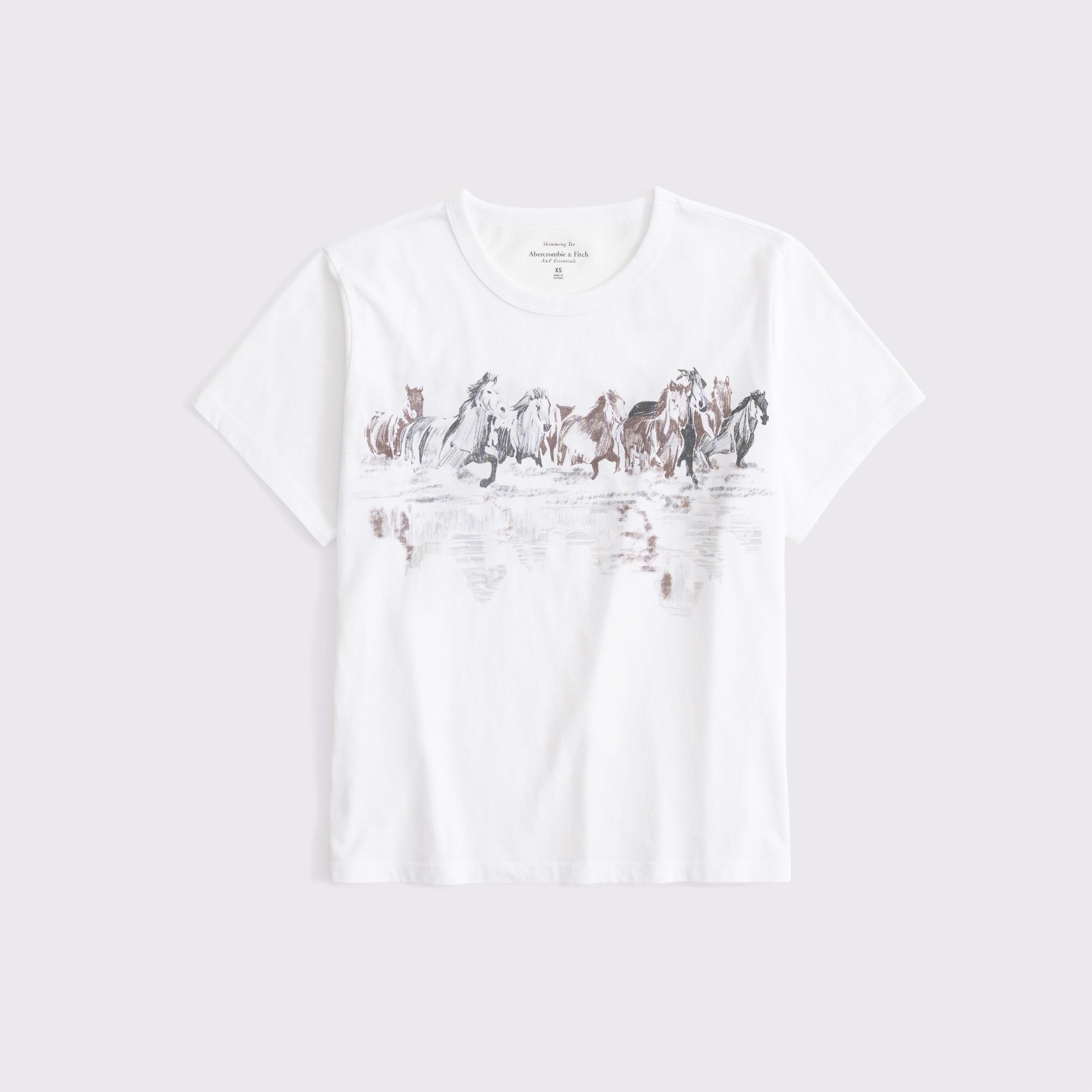 Short-Sleeve Horses Graphic Skimming Tee Product Image