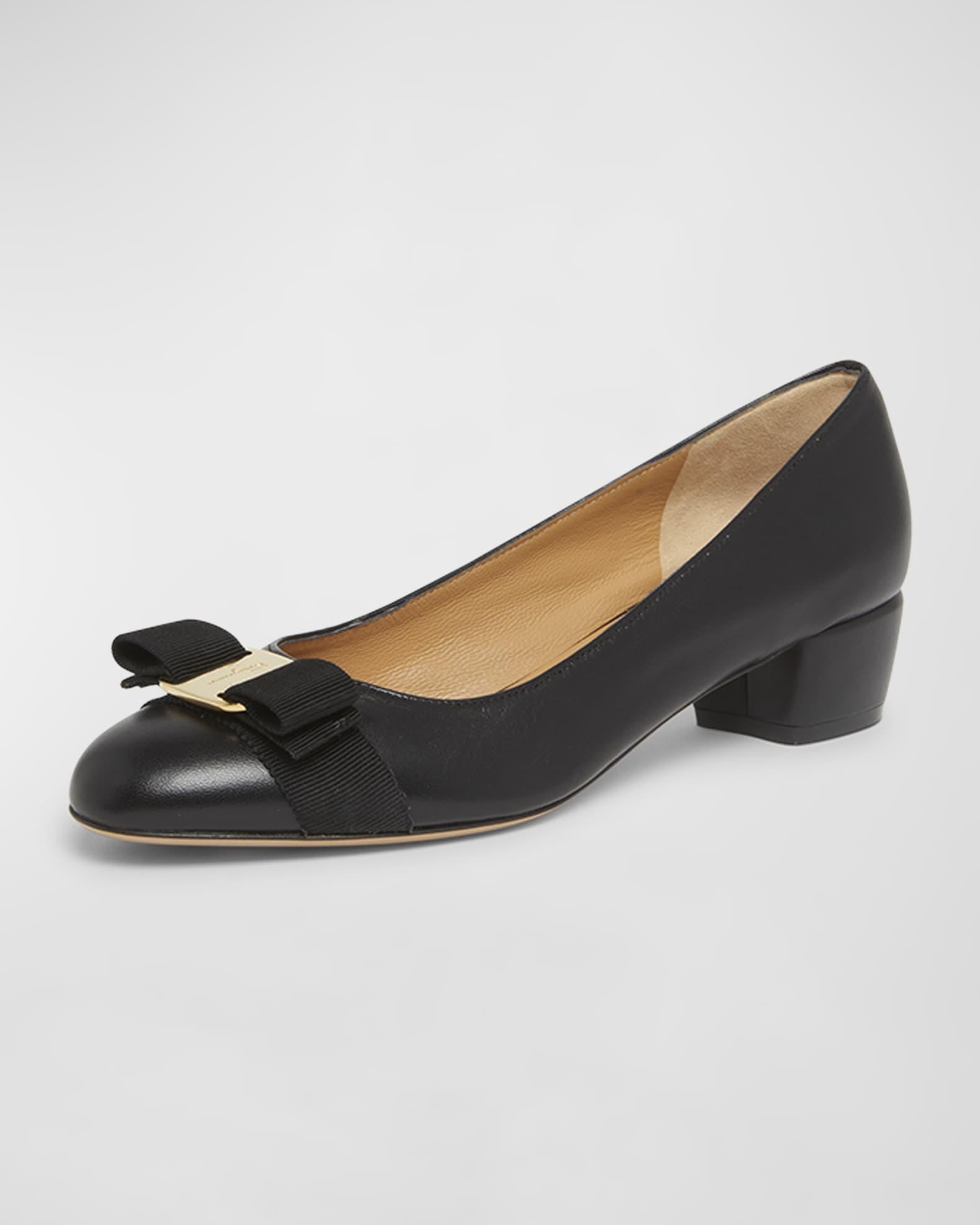 Vara Leather Bow Low Pumps Product Image